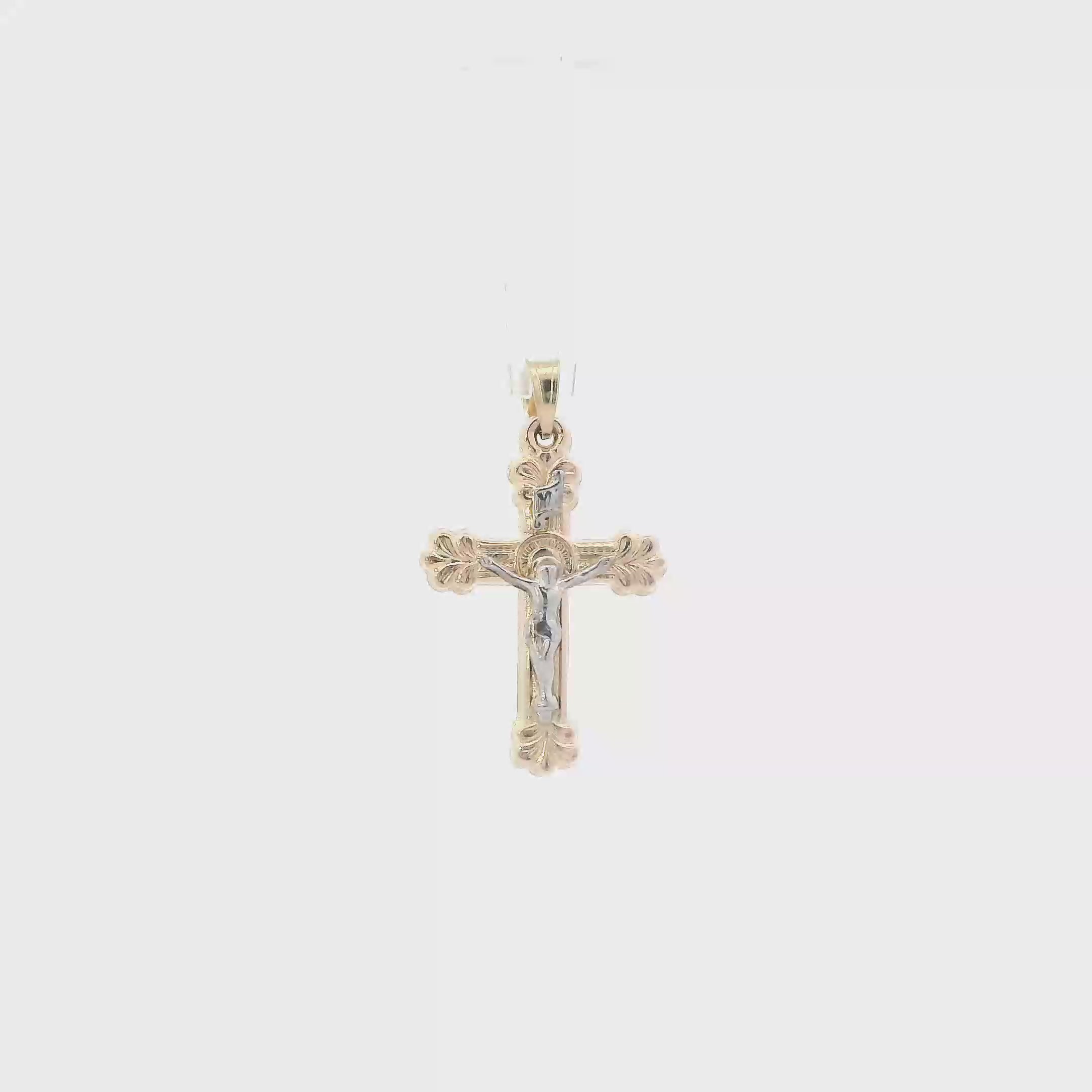 14K Yellow & White Gold Crucifix Pendant