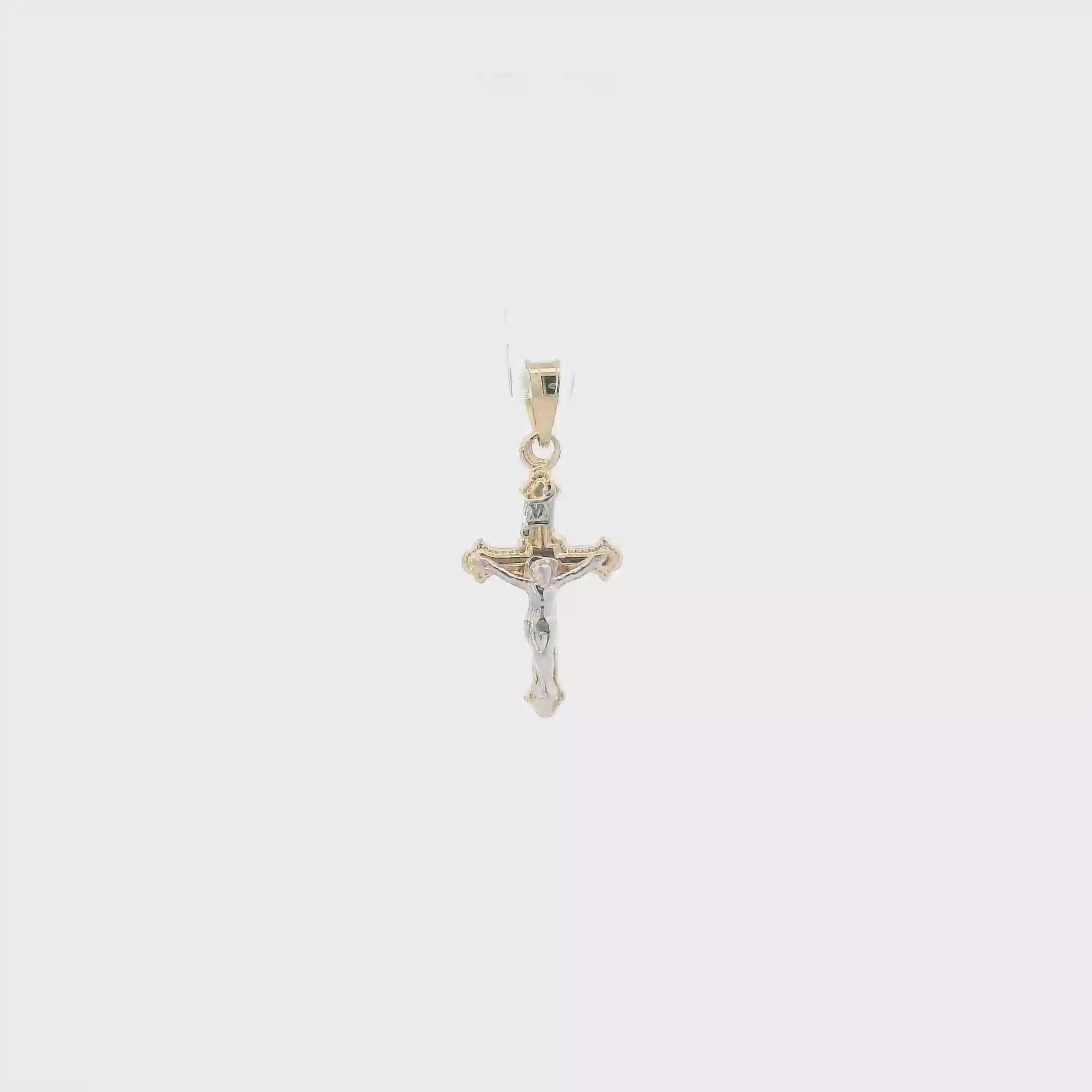 14K Yellow & White Gold Crucifix Pendant