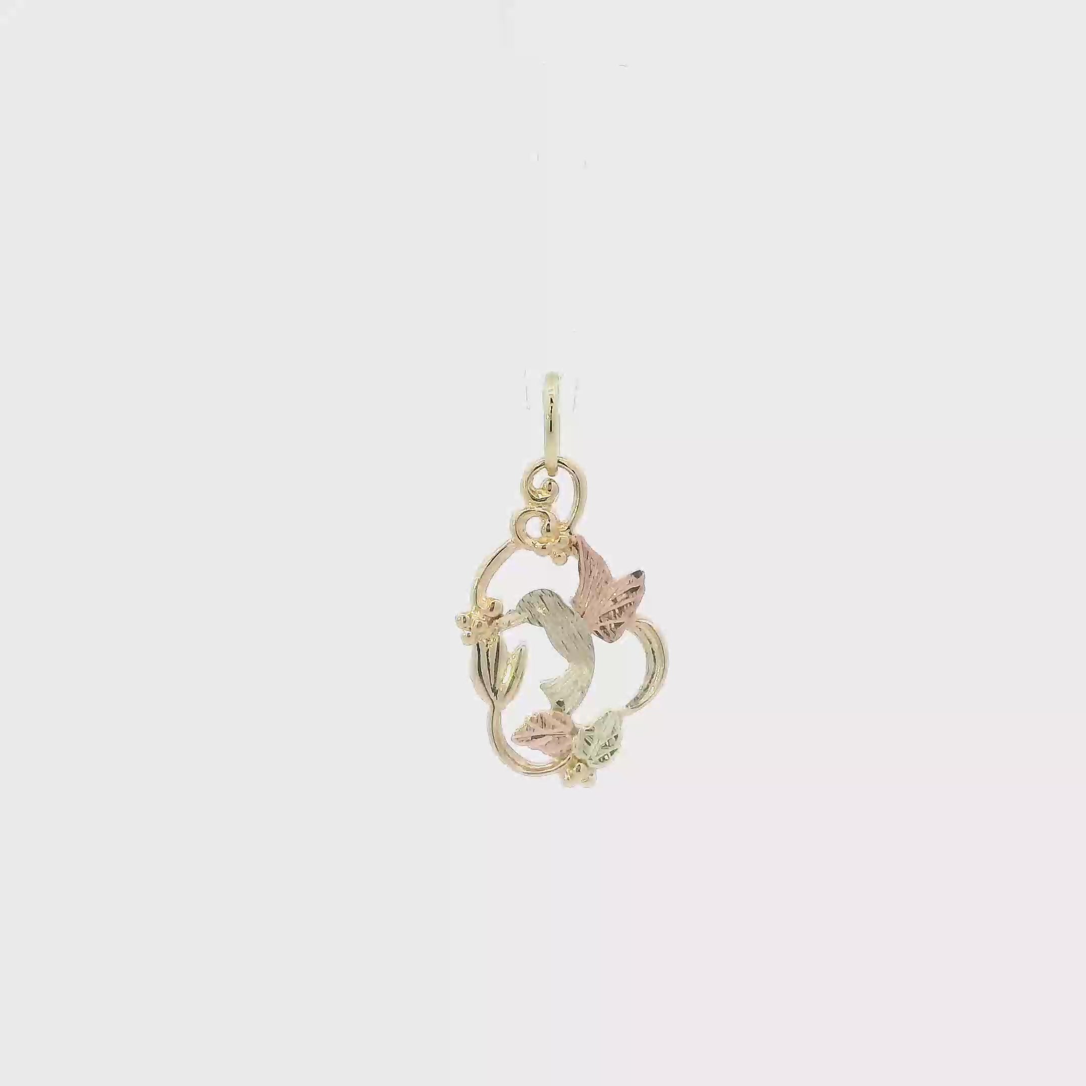 10K Yellow & Rose Gold Hummingbird Pendant