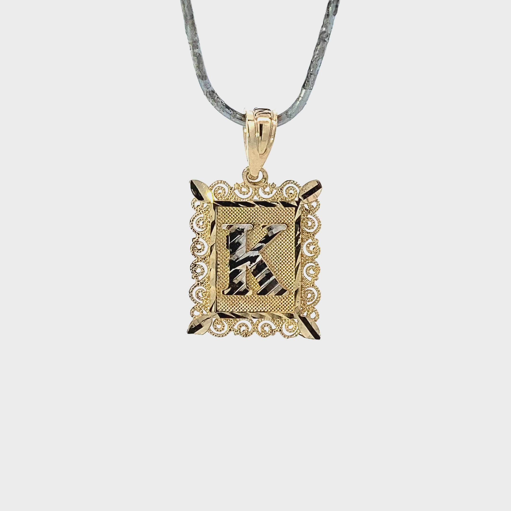10K Yellow Gold Square Letter 
