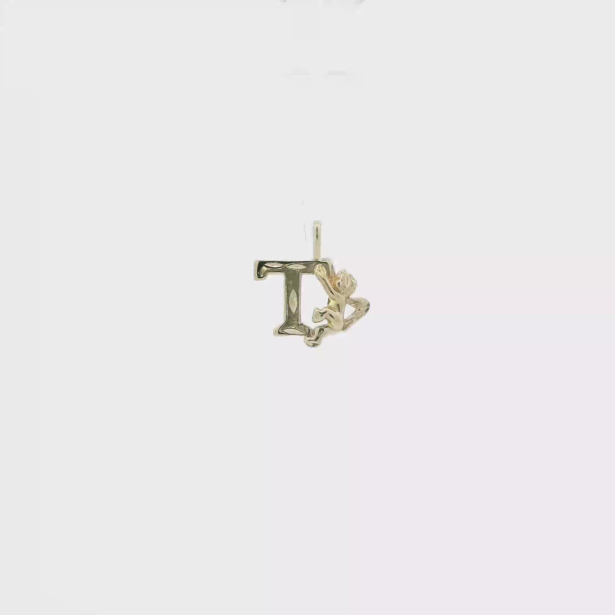 10K Yellow Gold Diamond Cut Letter 