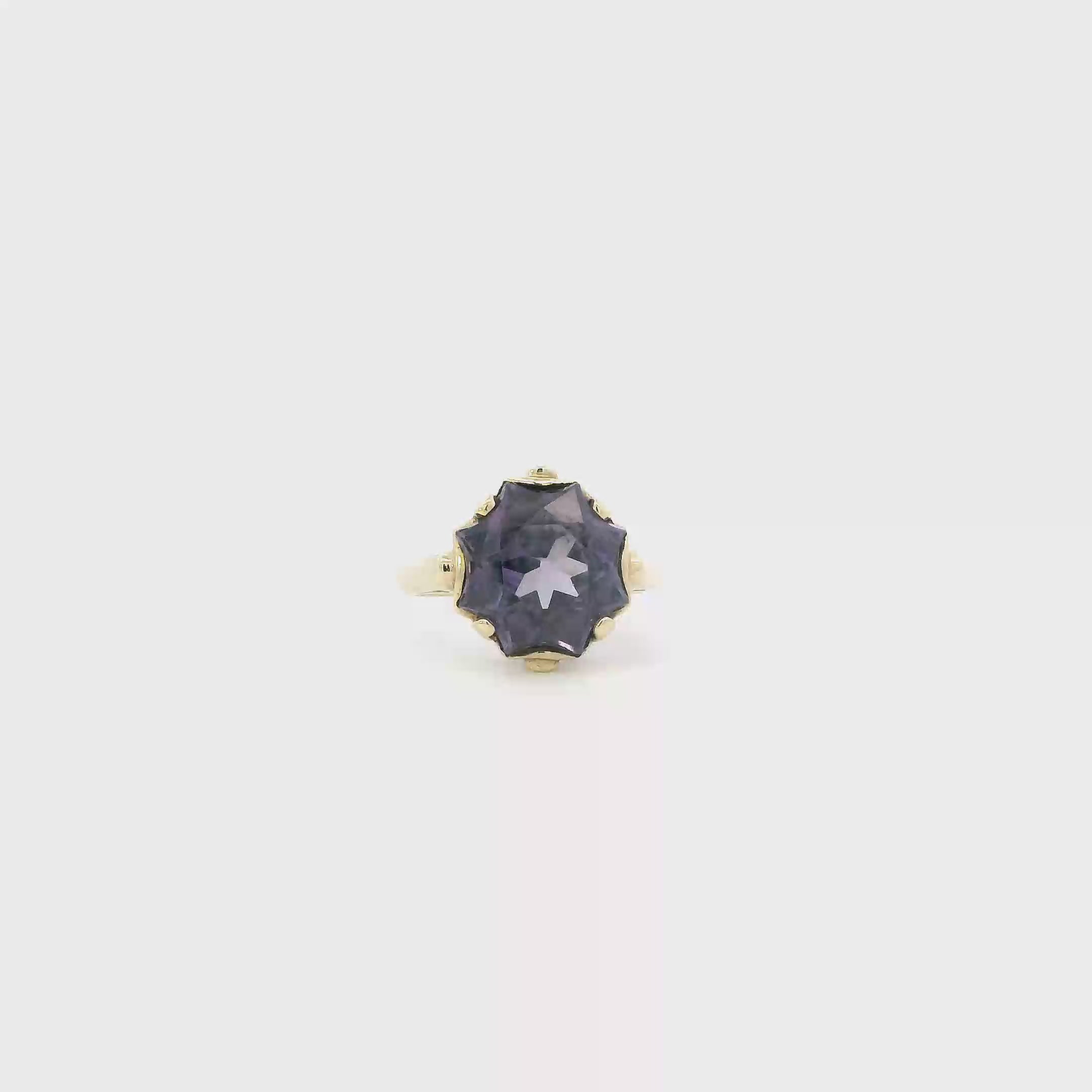 10K Yellow Gold Star Alexandrite Womens Ring