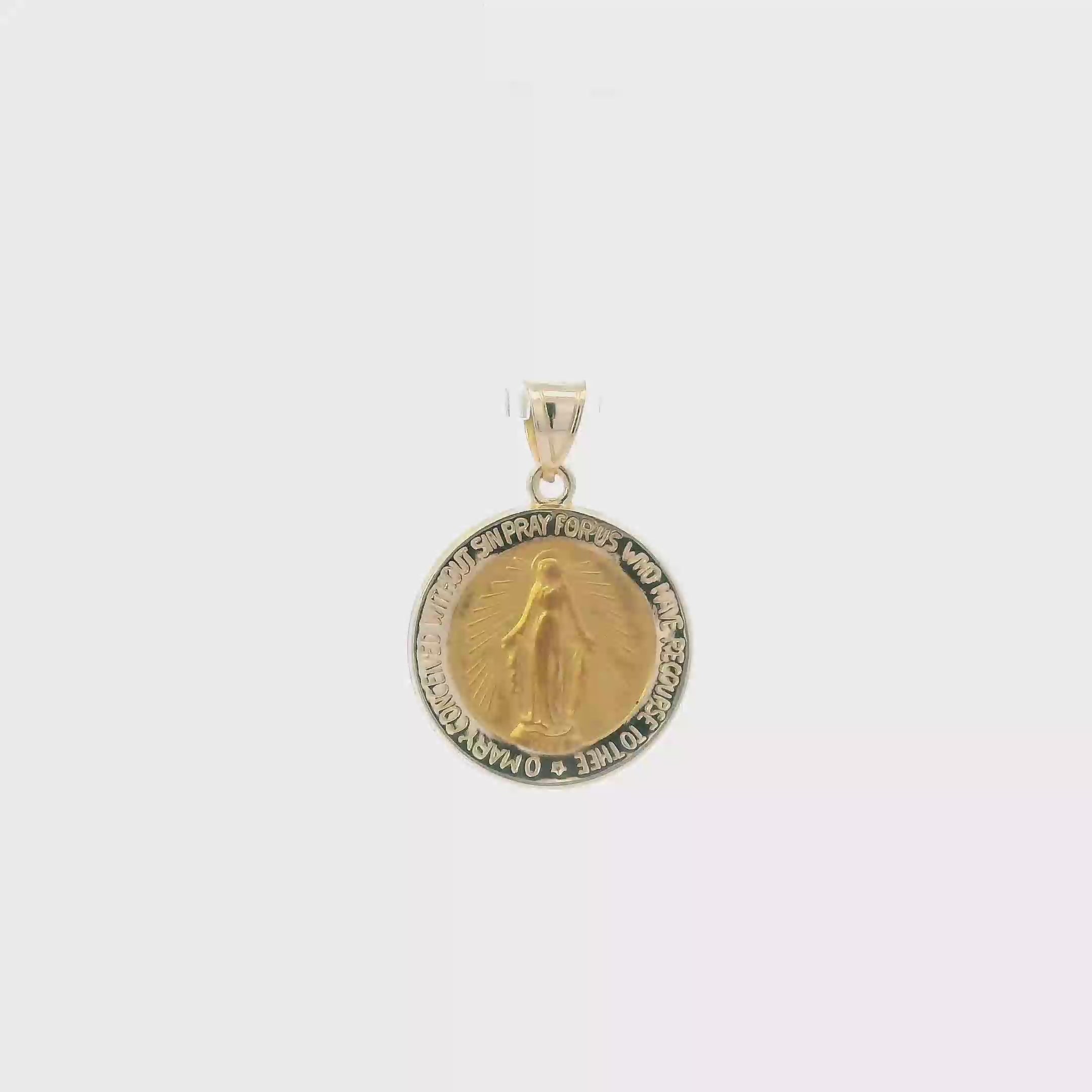 14K Yellow Gold Round Religious Saint Christopher Pendant