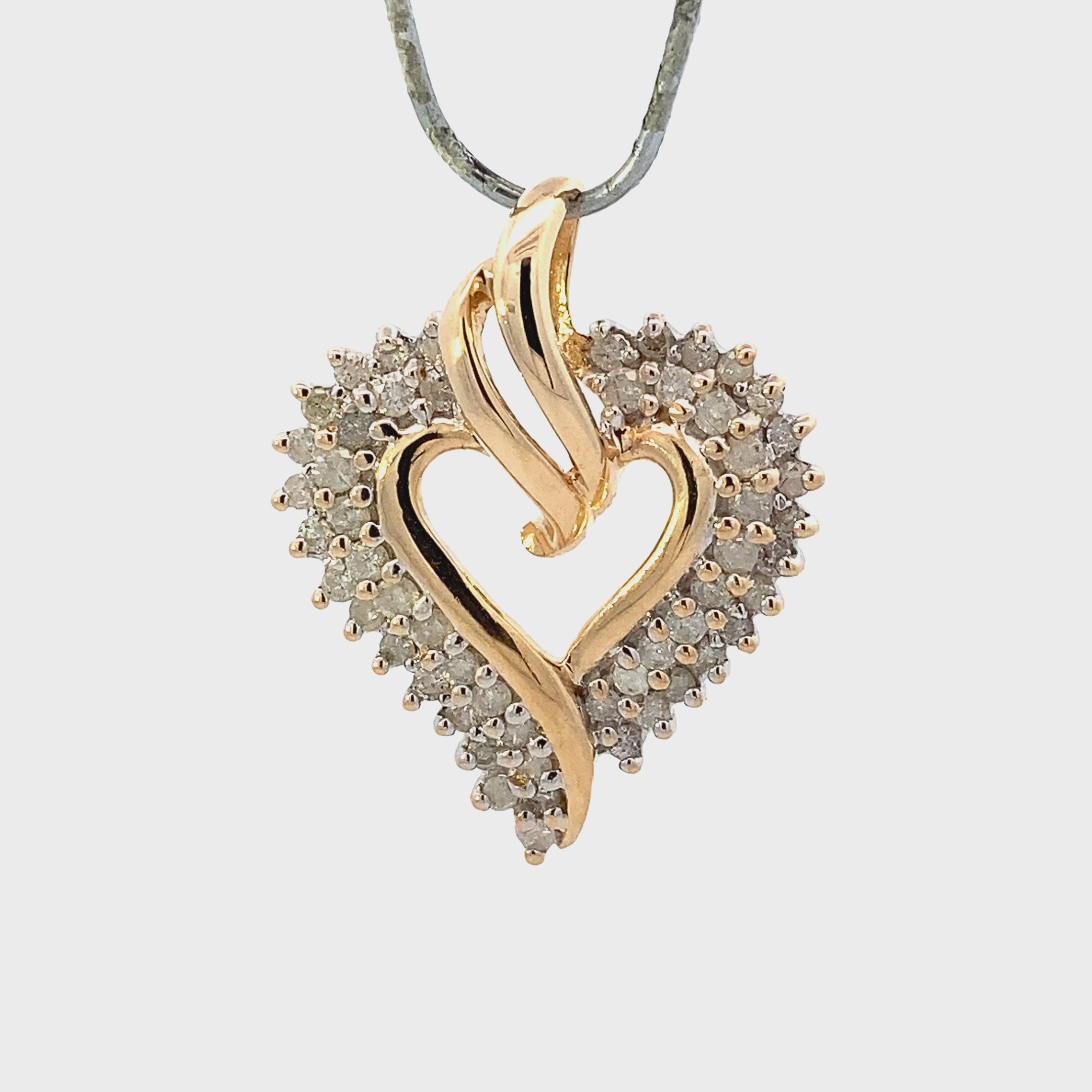 10K Yellow Gold Diamond Heart Pendant - 0.78ct