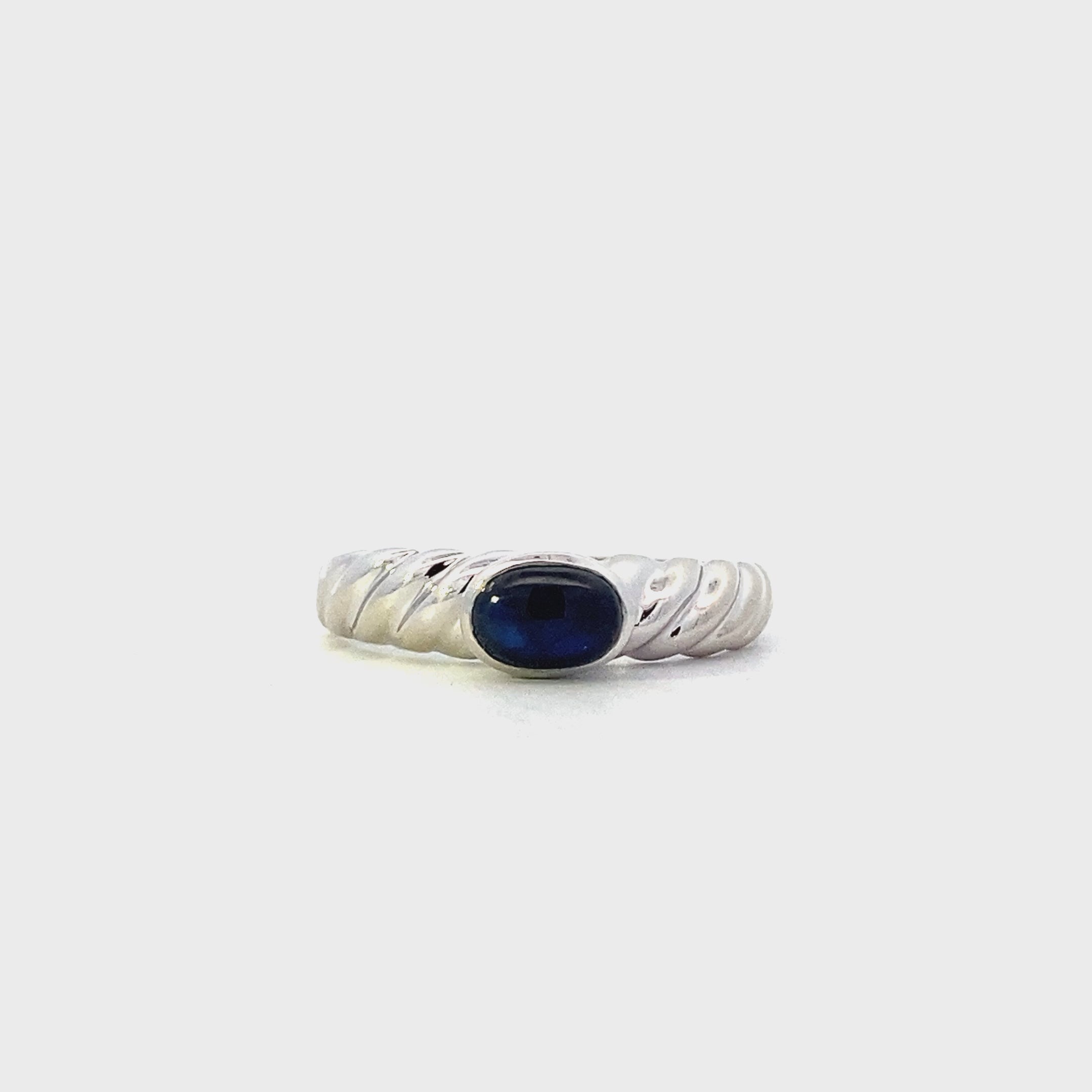 10K White Gold Bezel Set Blue Sapphire Ring