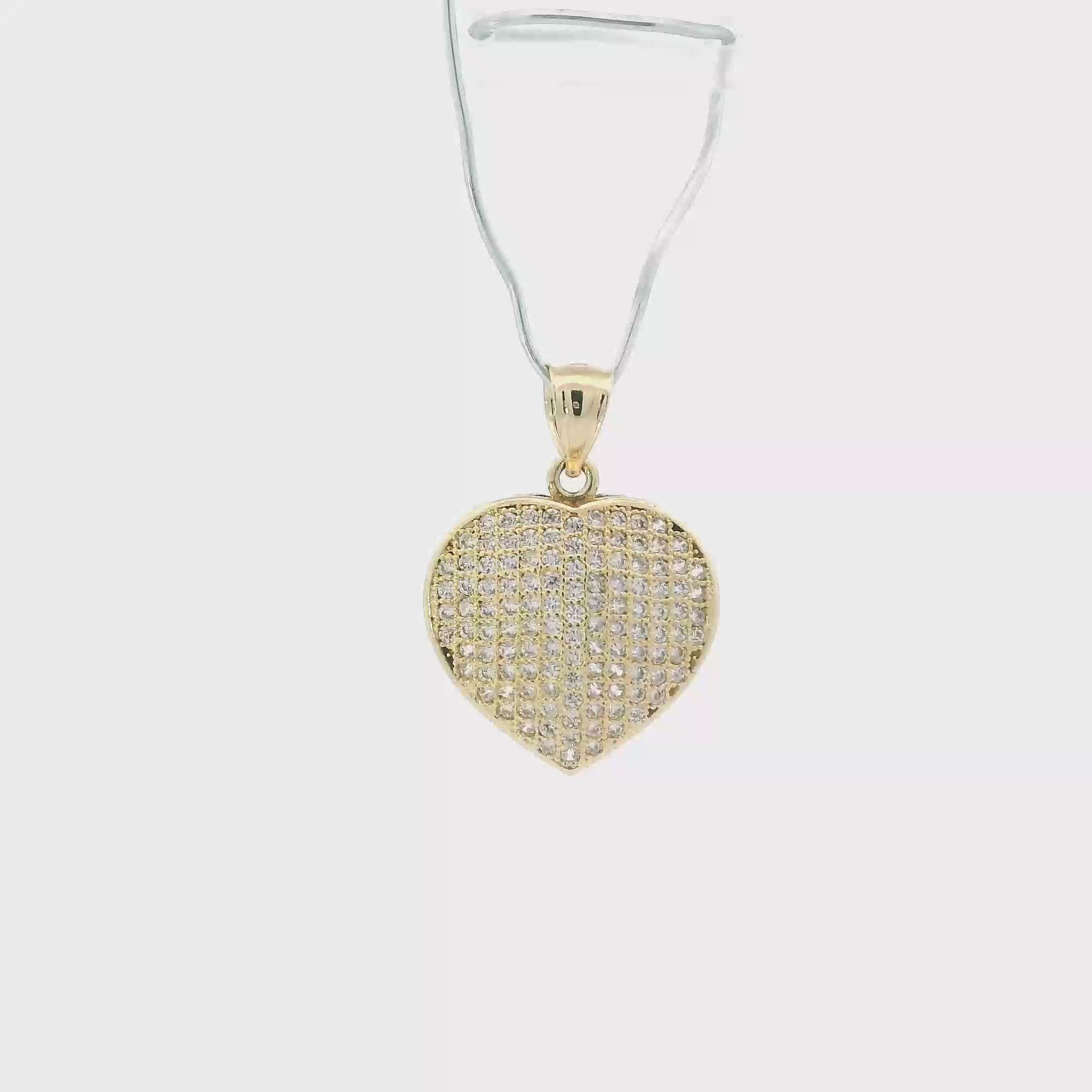 10K Yellow Gold Pave Heart Pendant