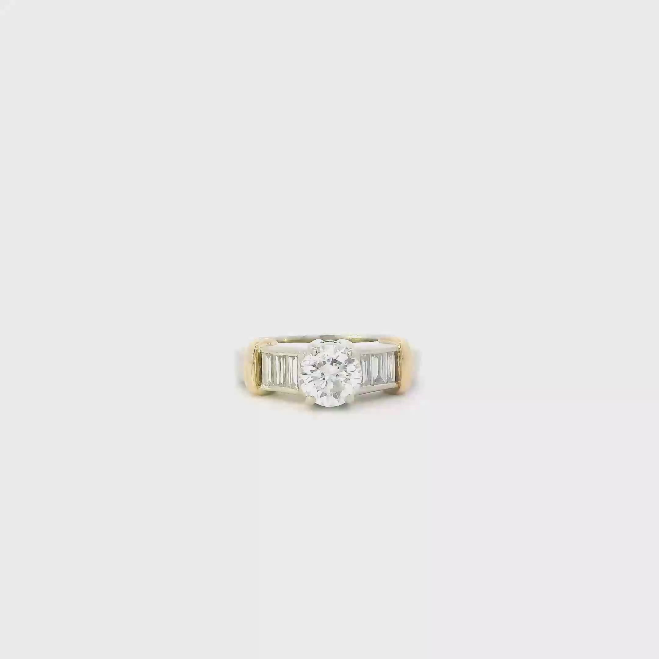 14K White & Yellow Gold Diamond Womens Ring - 1.37ct