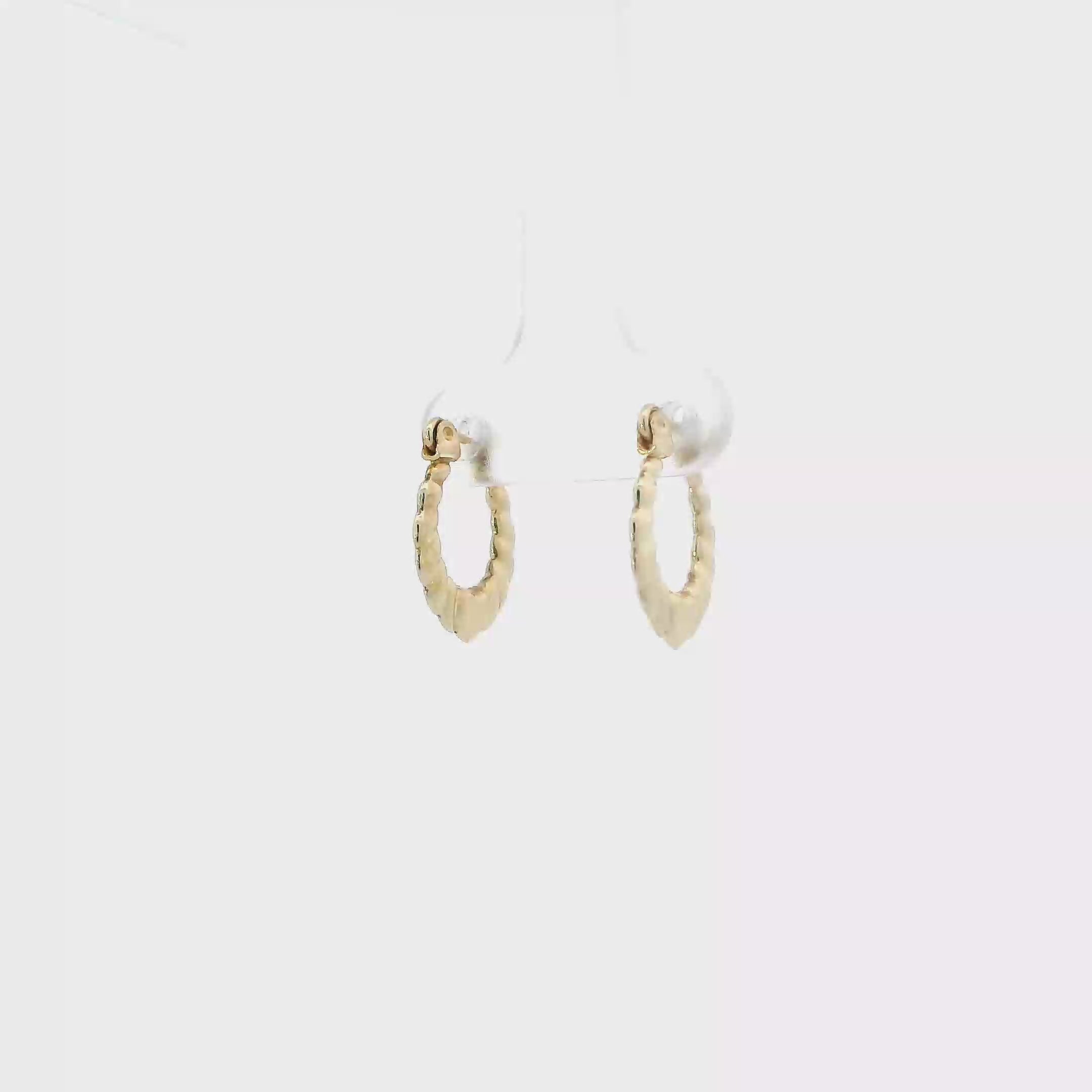 10K Yellow Gold Scalloped Heart Hoop Earrings