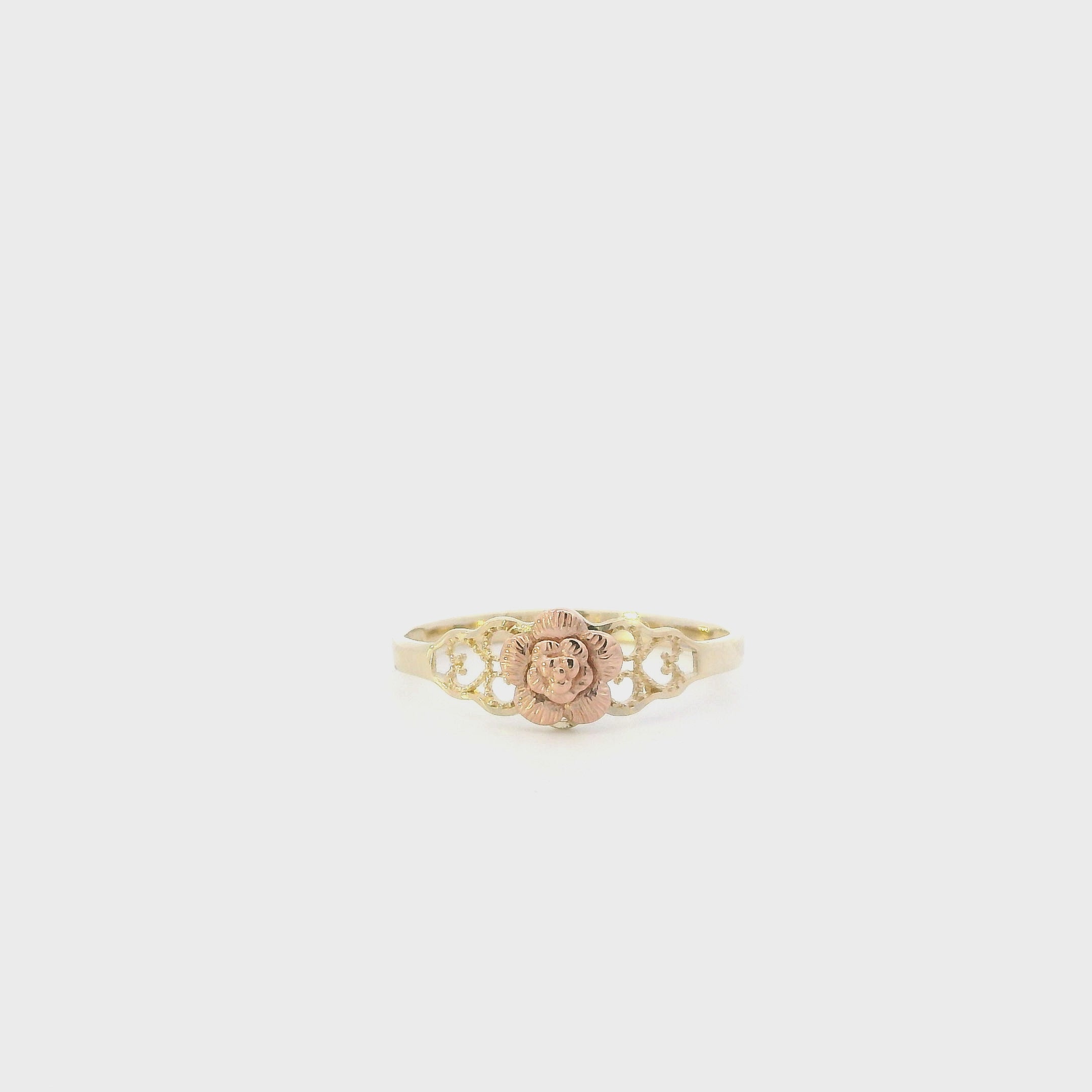 10K Rose & Yellow Gold Filigree Rose Ring