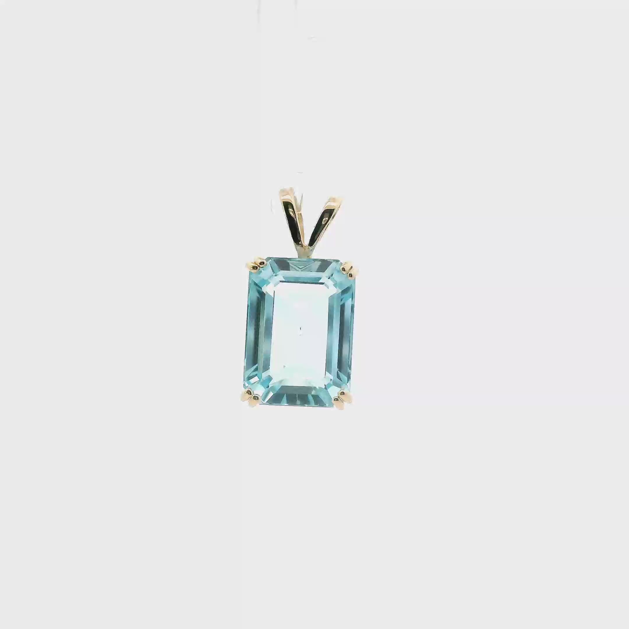 14K Yellow Gold Blue Topaz Pendant