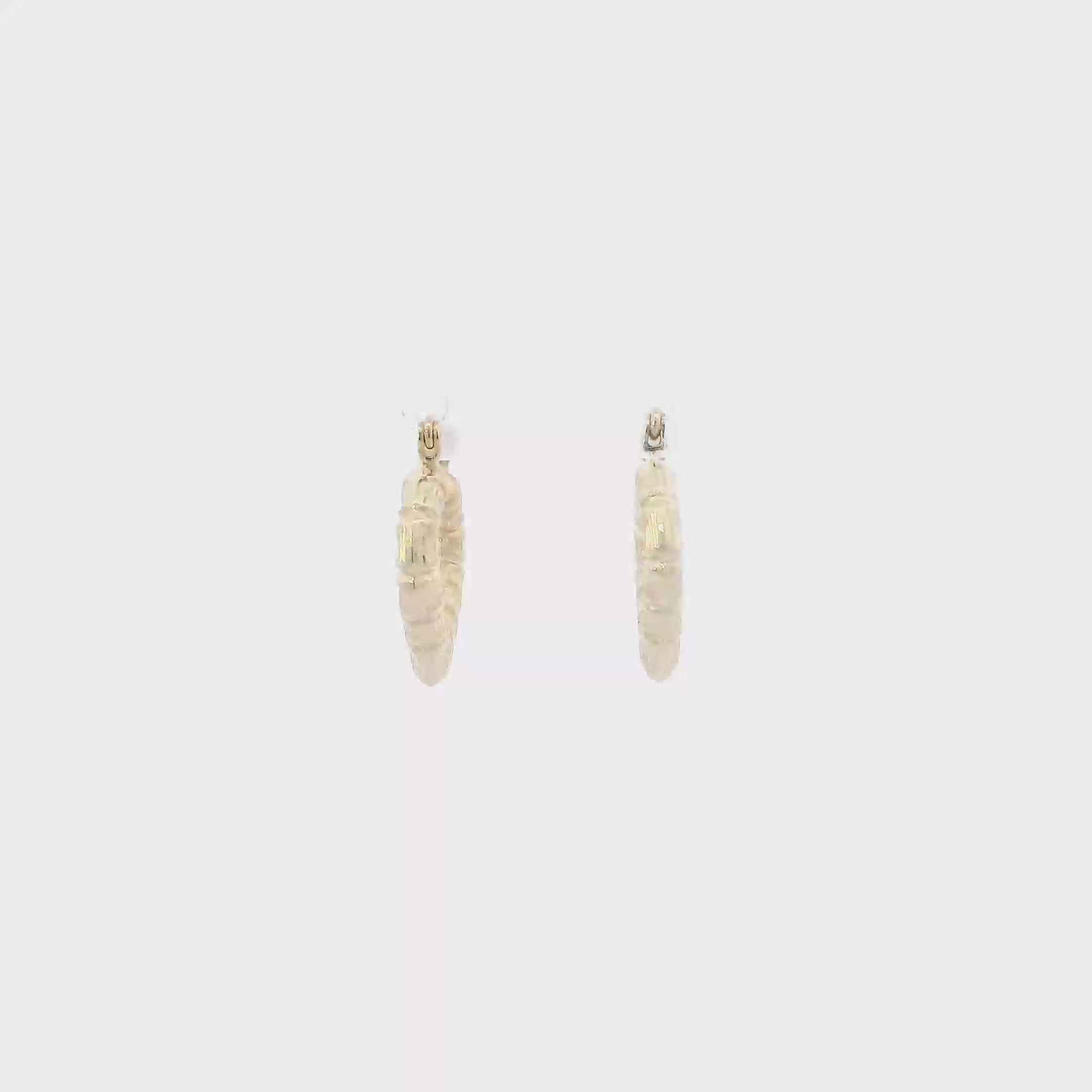 10K Yellow Gold Bamboo Heart Hoops