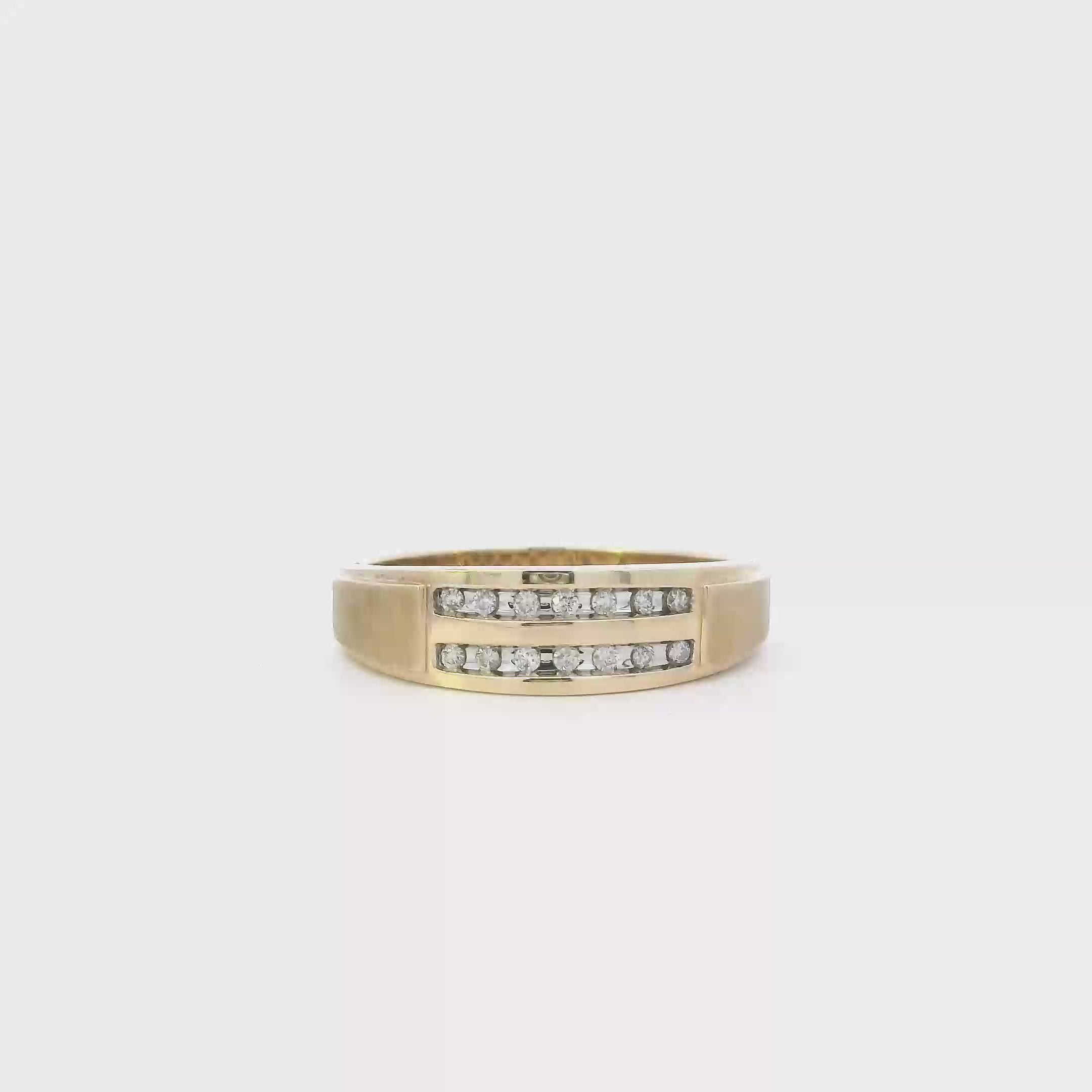 10K Yellow Gold Diamond Mens Ring - 0.21ct