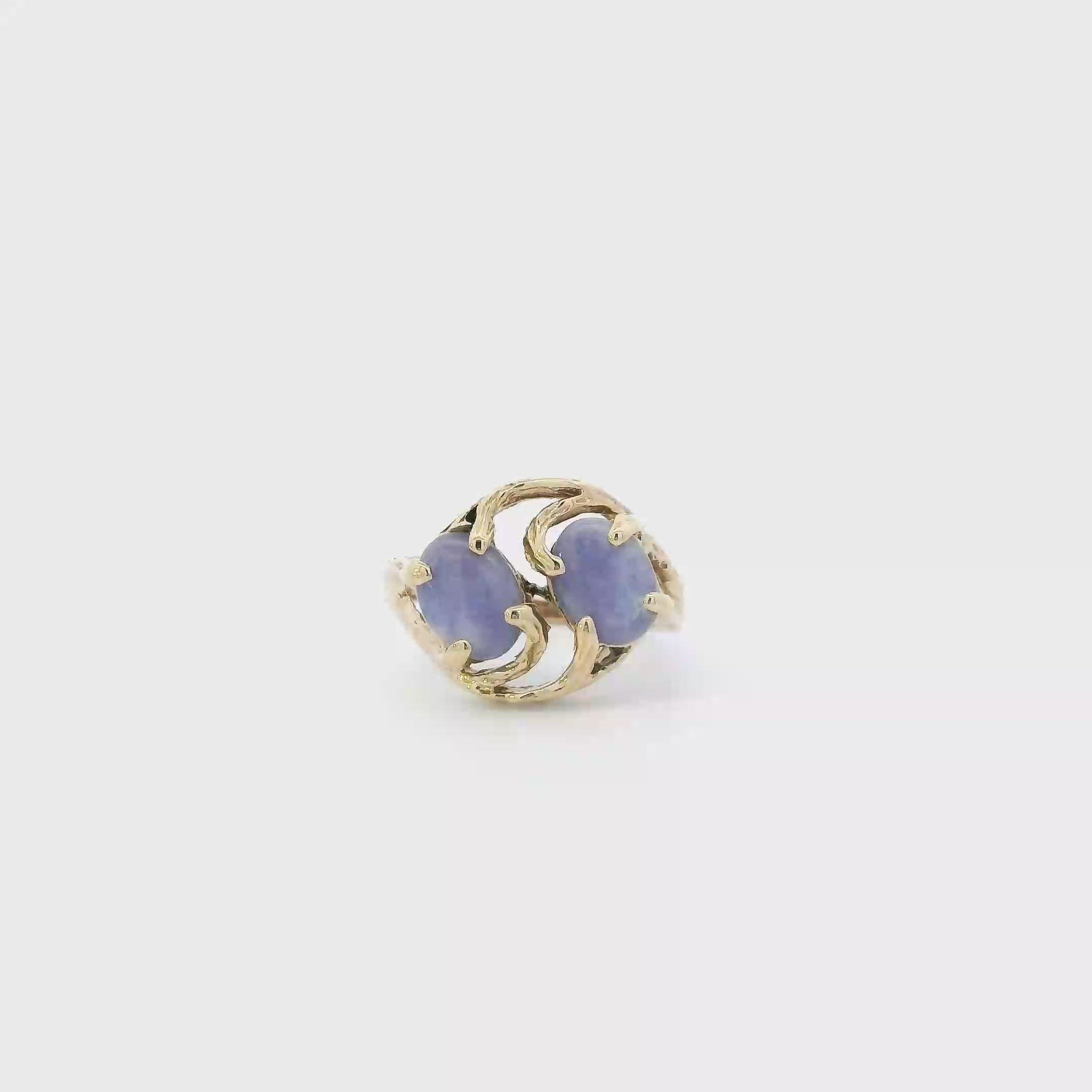 14K Yellow Gold Purple Jade Womens Ring
