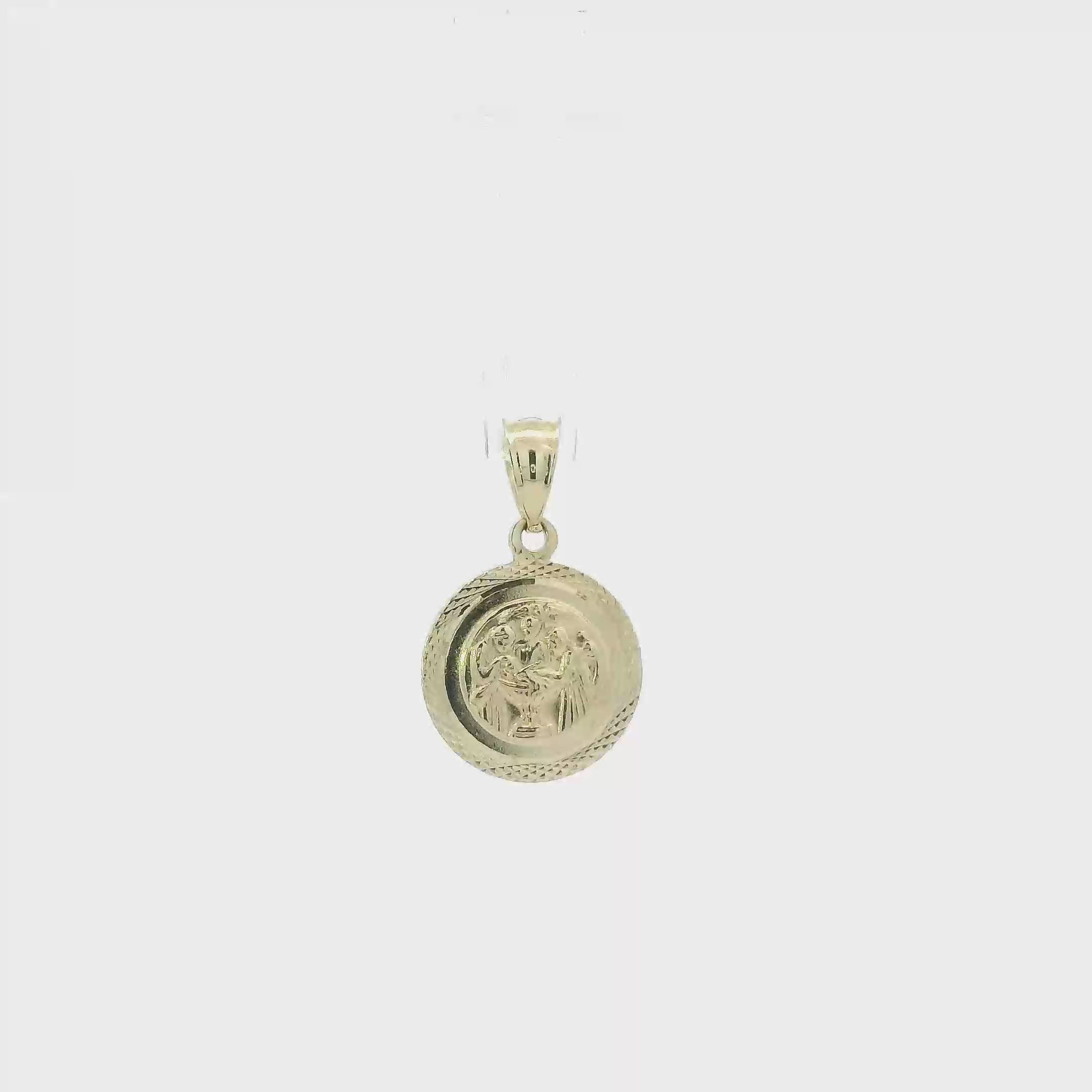 14K Yellow Gold Diamond Cut Baptism Pendant