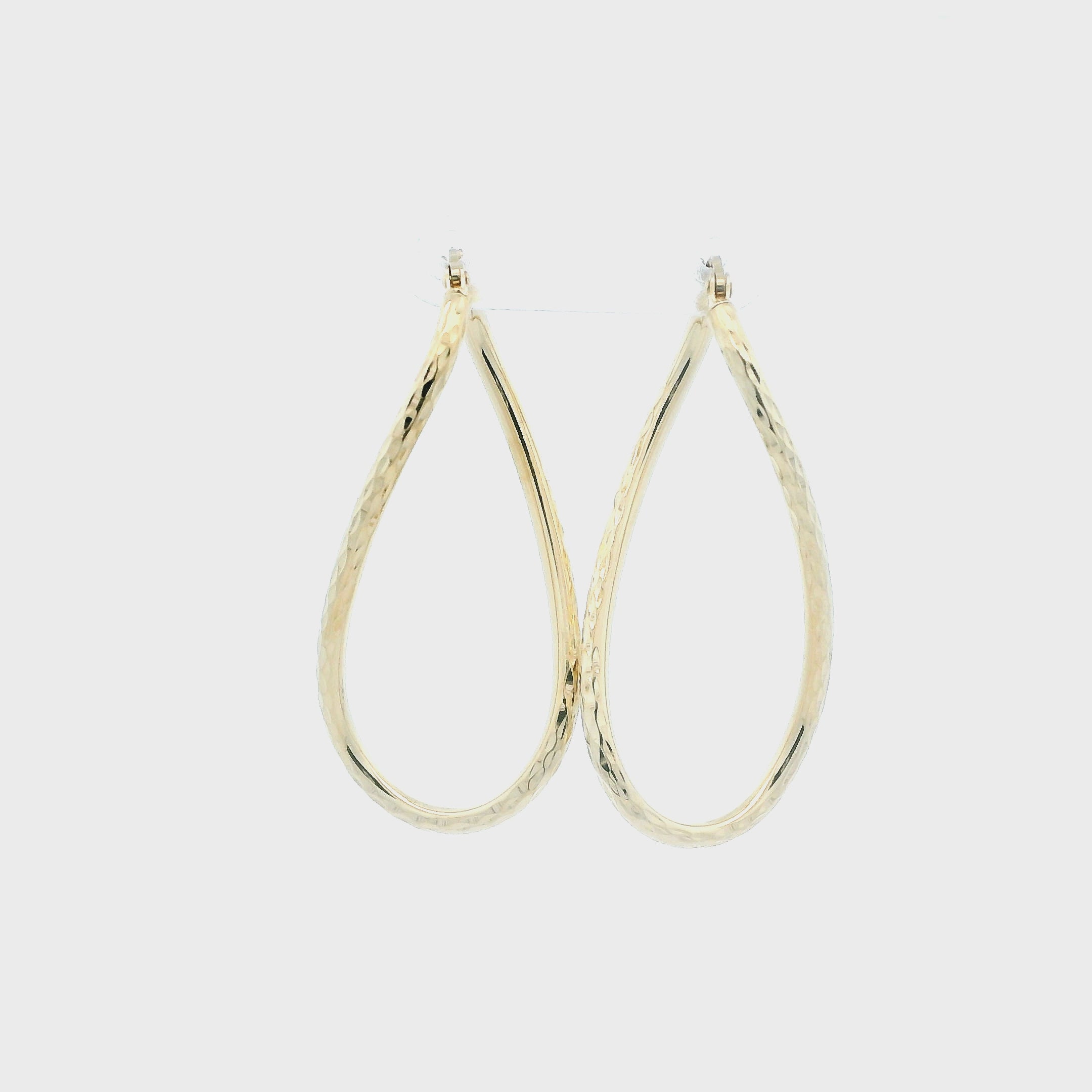 14K Yellow Gold DC Oval Twist Hoop Earrings