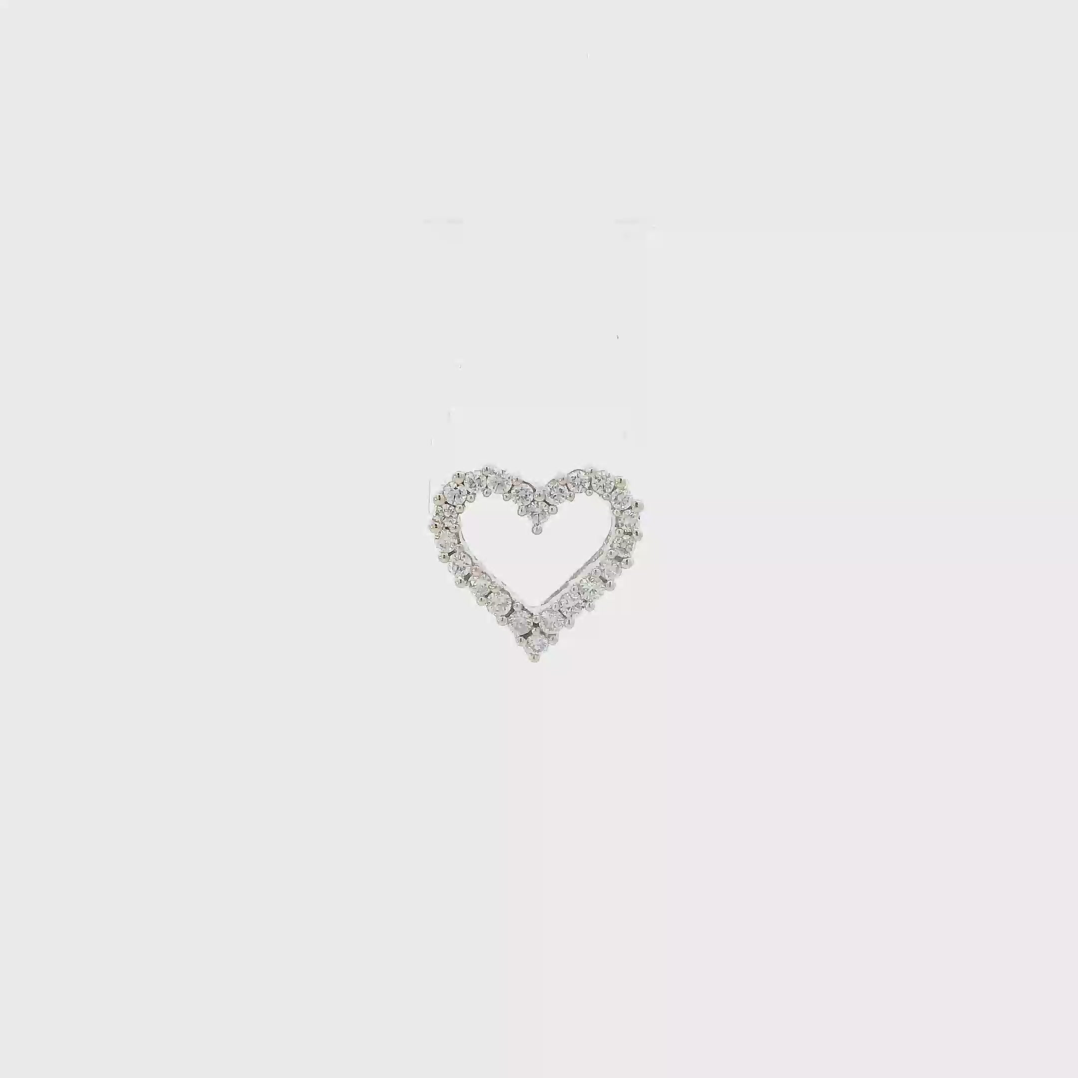 14K White Gold Diamond Heart Pendant - 0.40ct