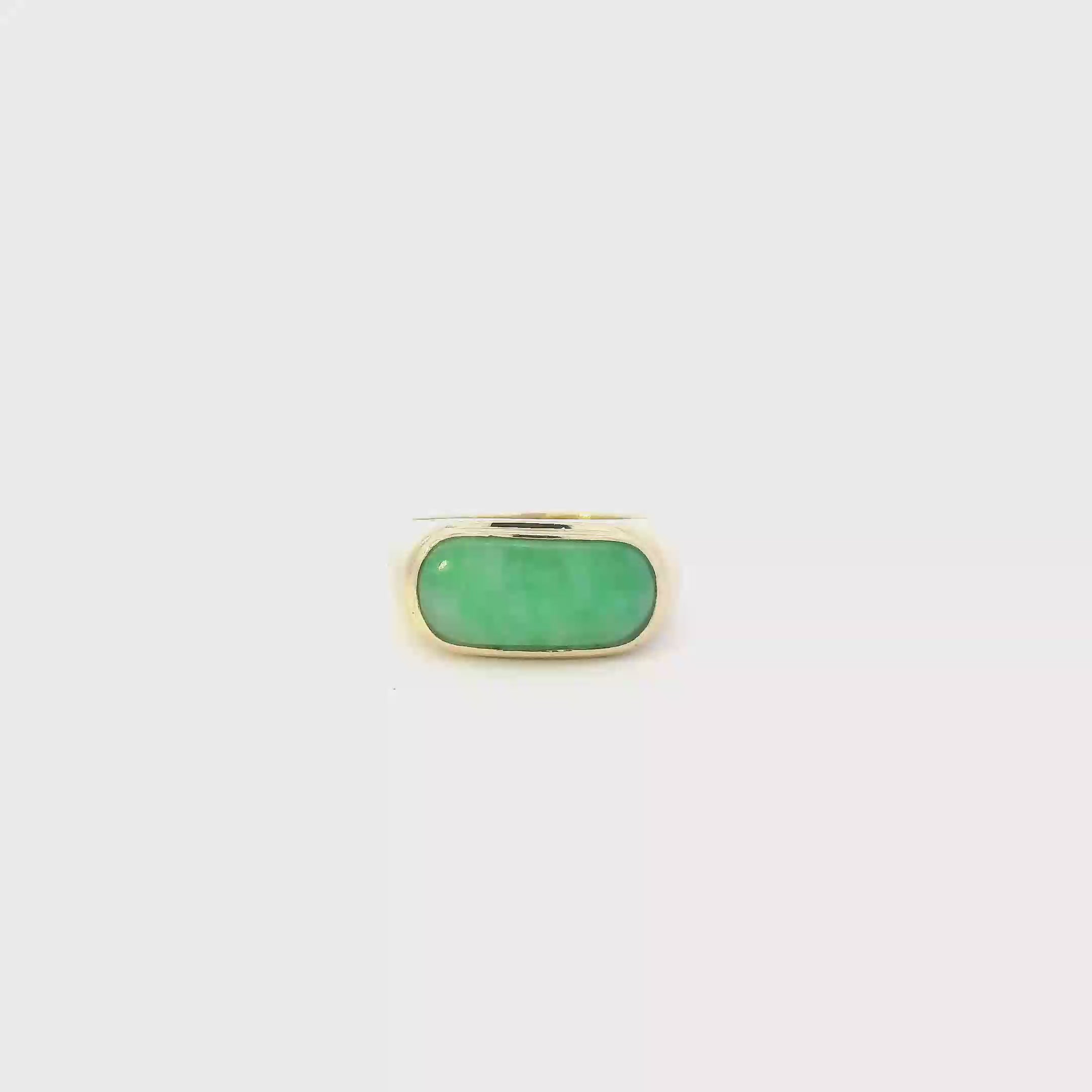 18K Yellow Gold Women's Jade Ring