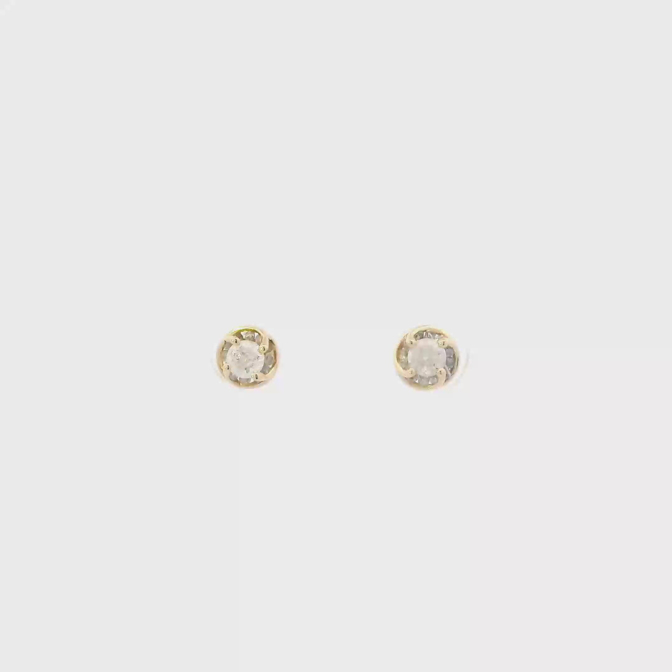 14K Yellow Gold Diamond Stud Earrings - 0.42ct