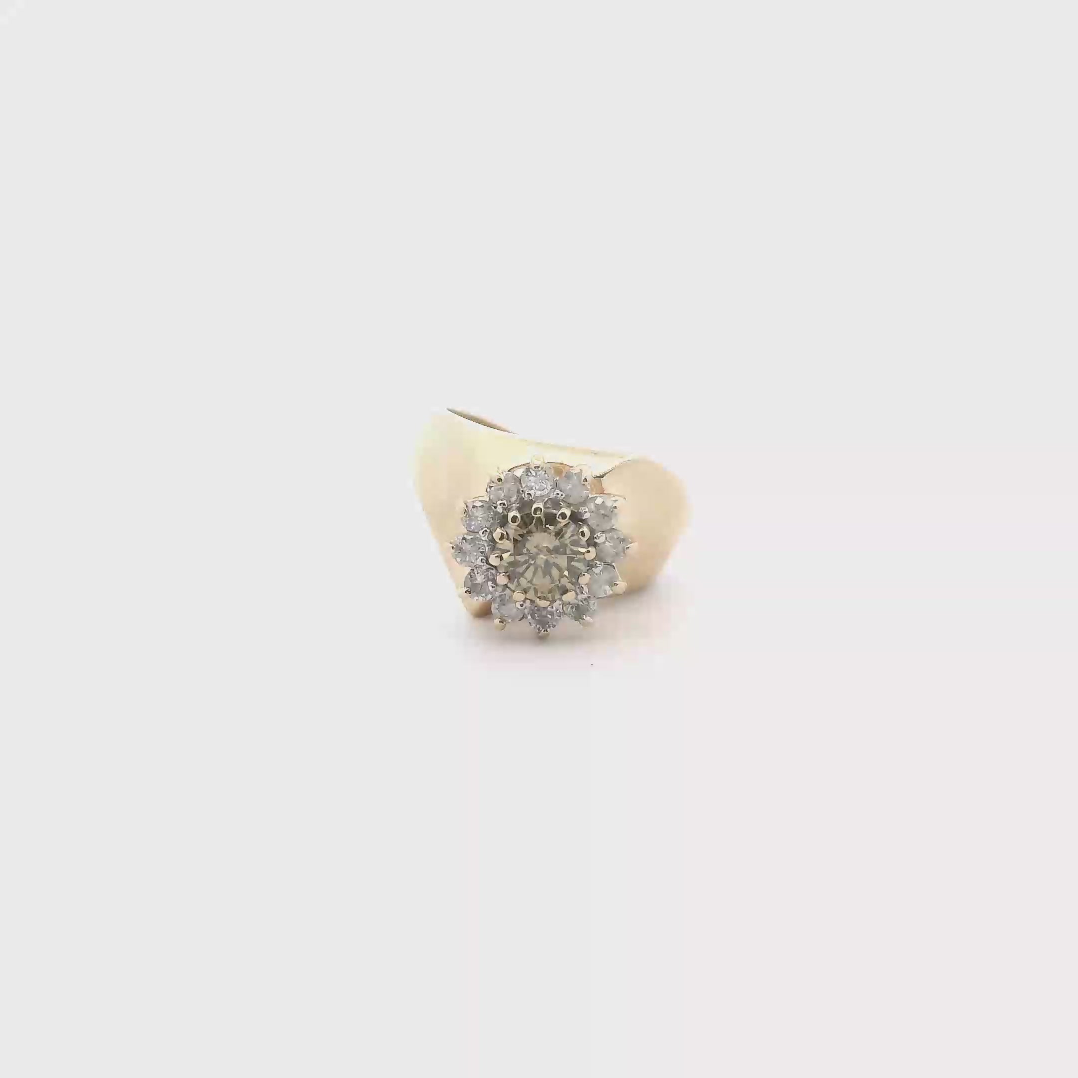 14K Yellow Gold Diamond Women's Ring - 0.98ct