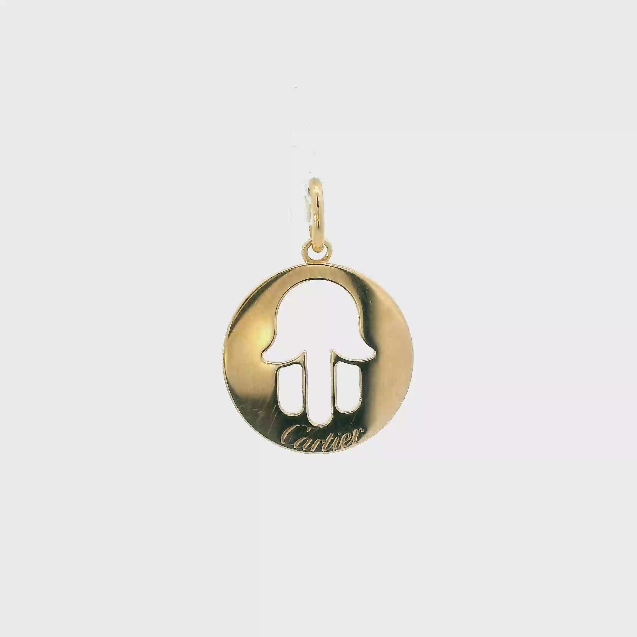 Cartier 18K Yellow Gold Hand Hamsa Pendant With Original Box