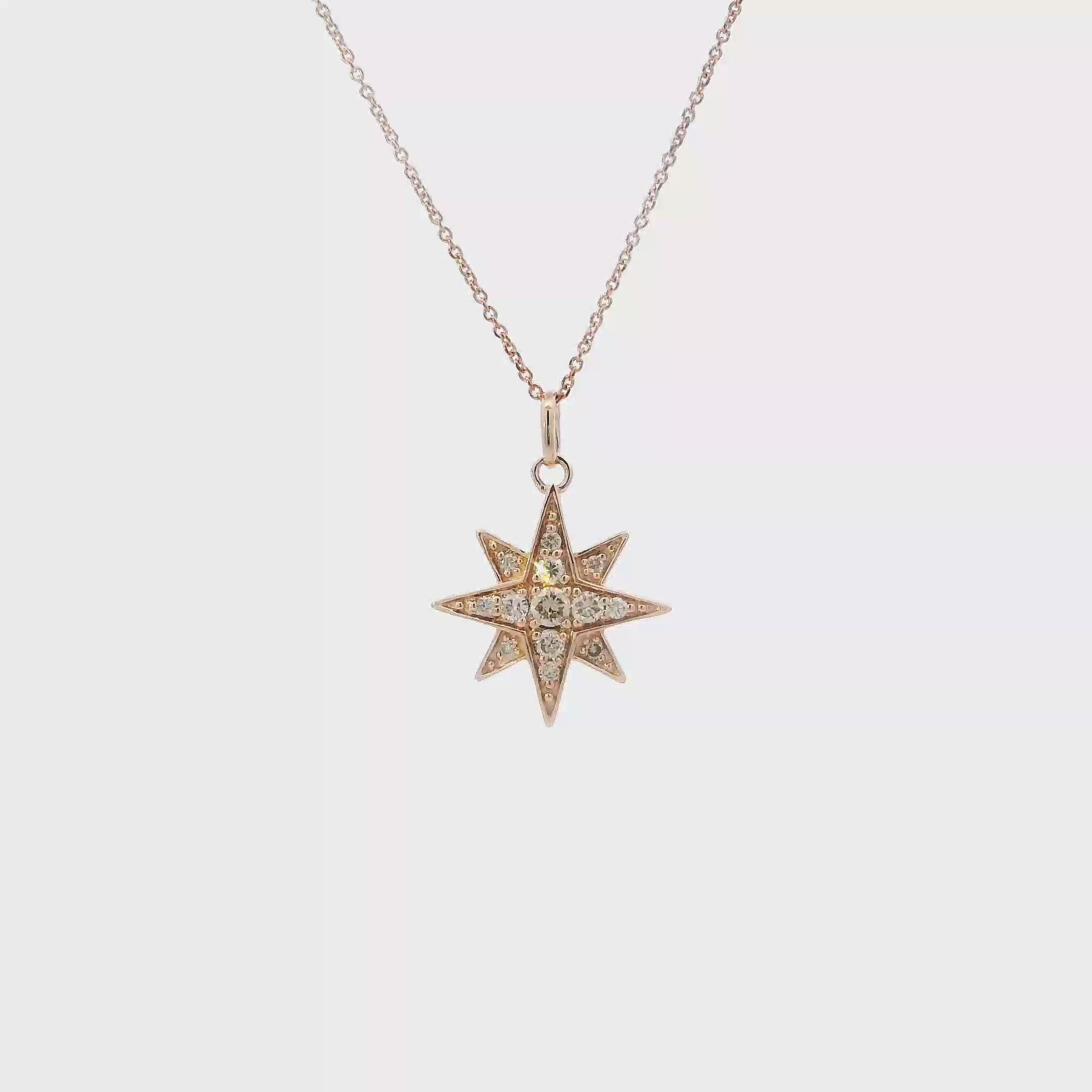 14K Rose Gold Cable Chain & Diamond Star Pendant - 0.25ct