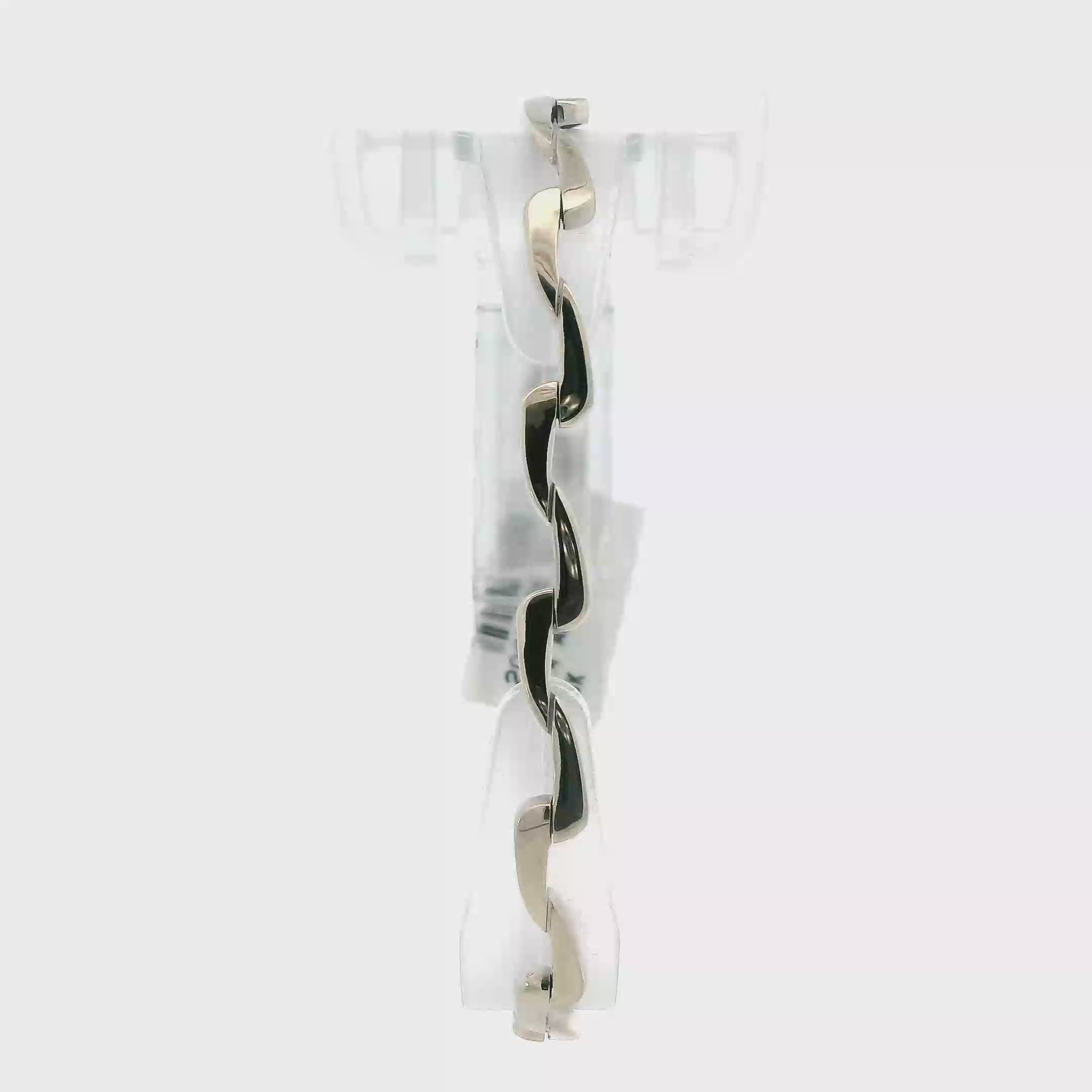 14K White Gold Curved Bar Link Bracelet