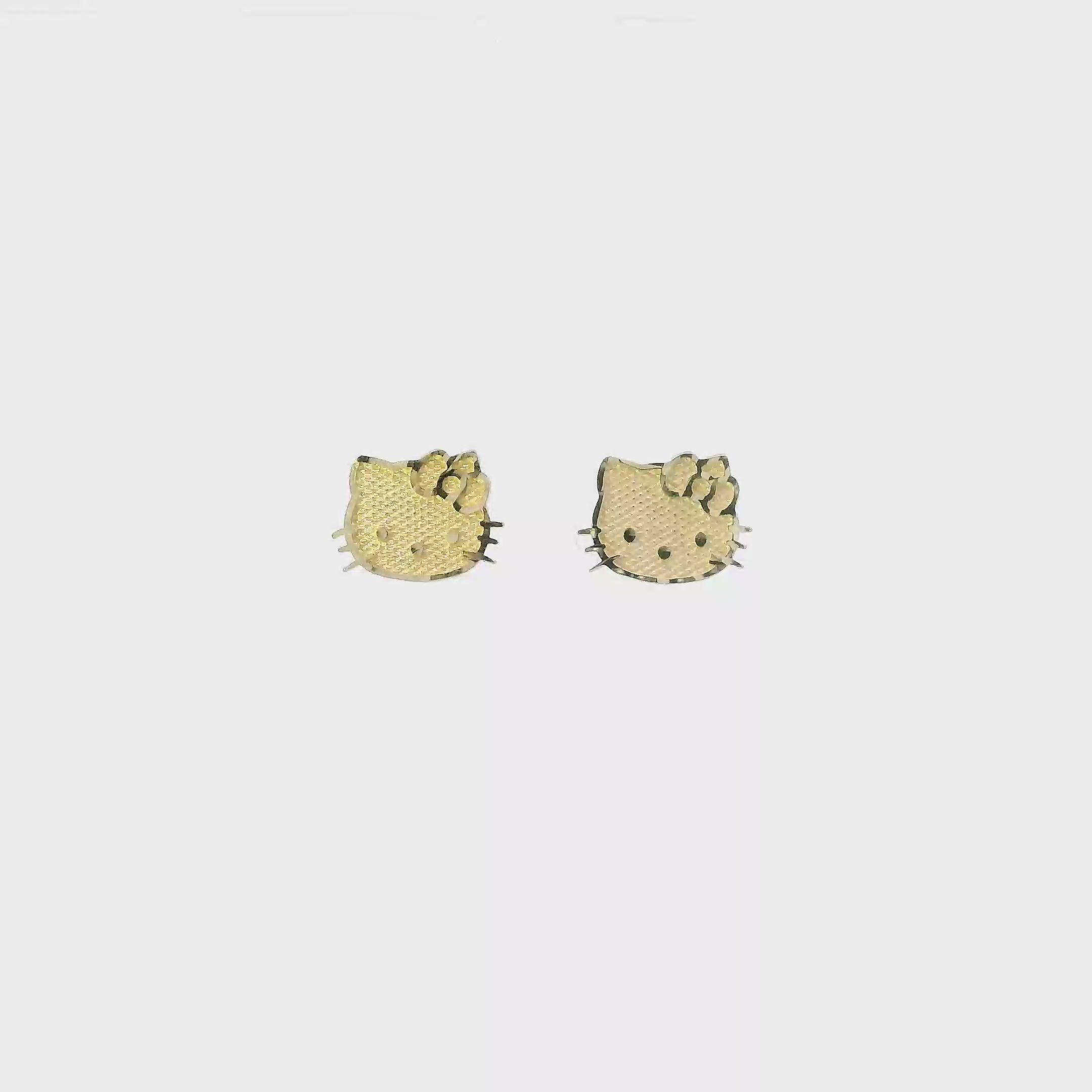 10K Yellow Gold Hello Kitty Stud Earrings