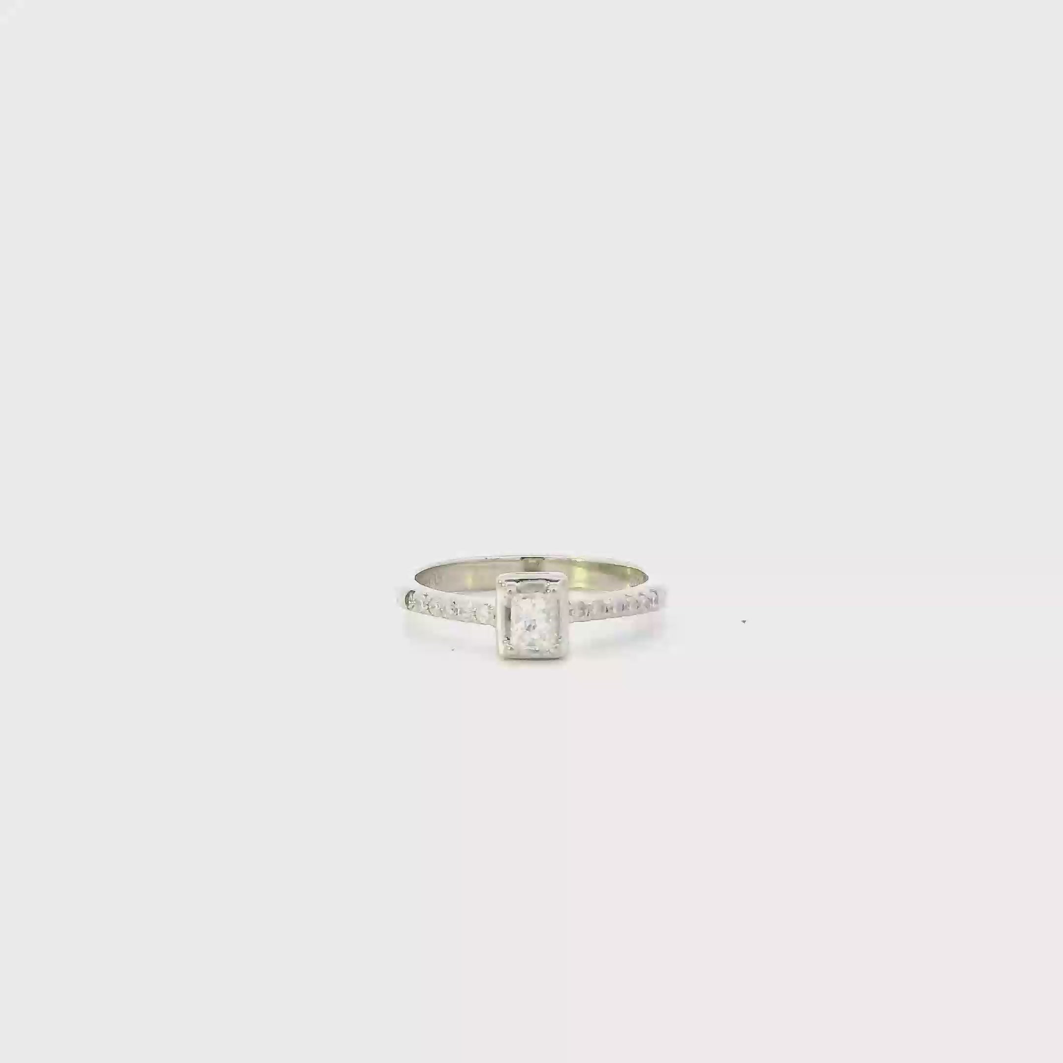 14K White Gold Square Mod Diamond Womens Ring - 0.32ct