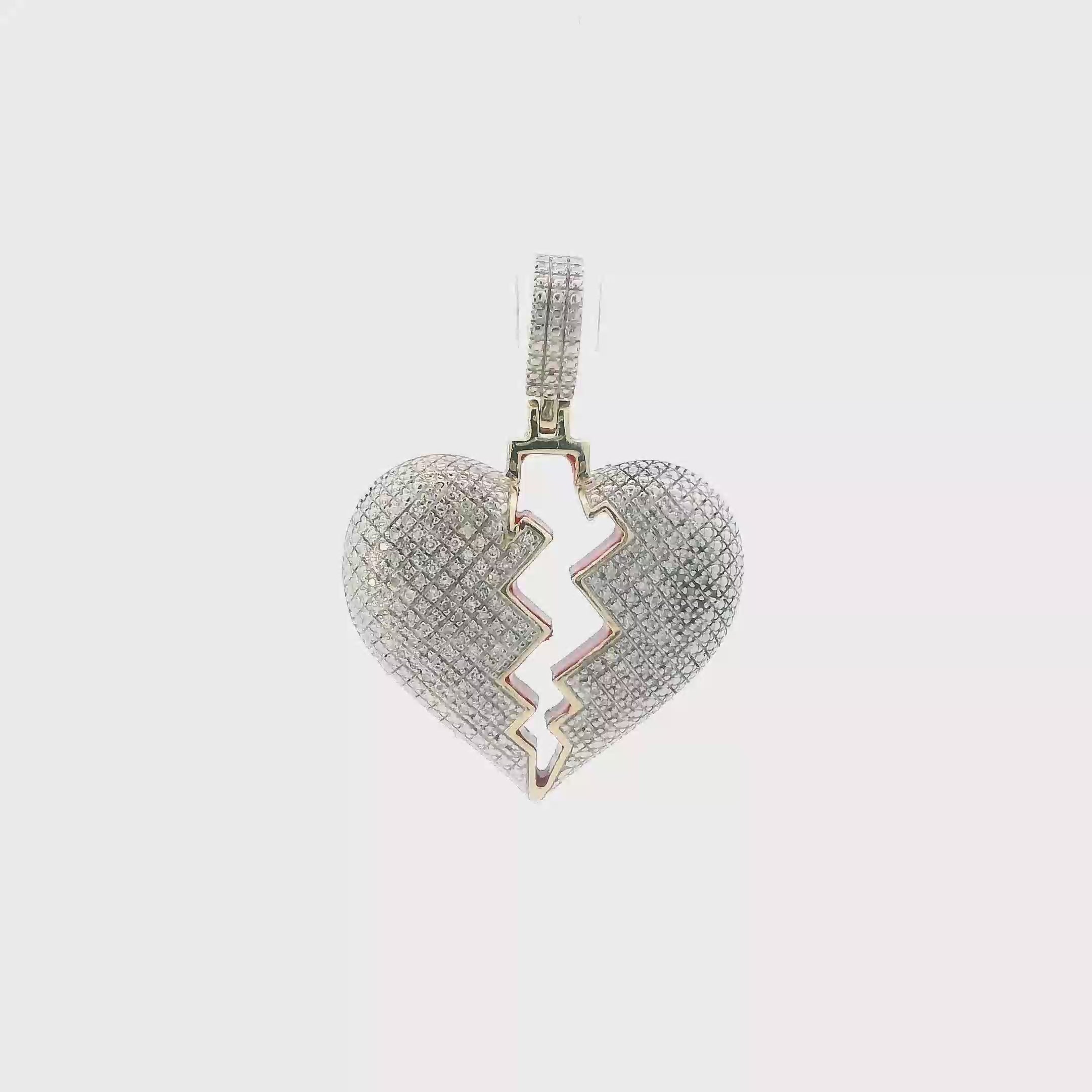 10K Yellow Gold Diamonds Broken Heart Pendant - 0.20ct