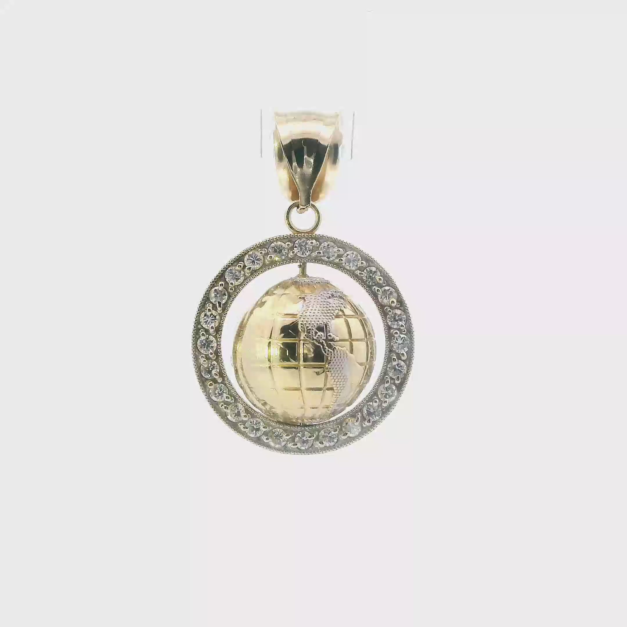 10K Yellow Gold Spinning Globe Pendant