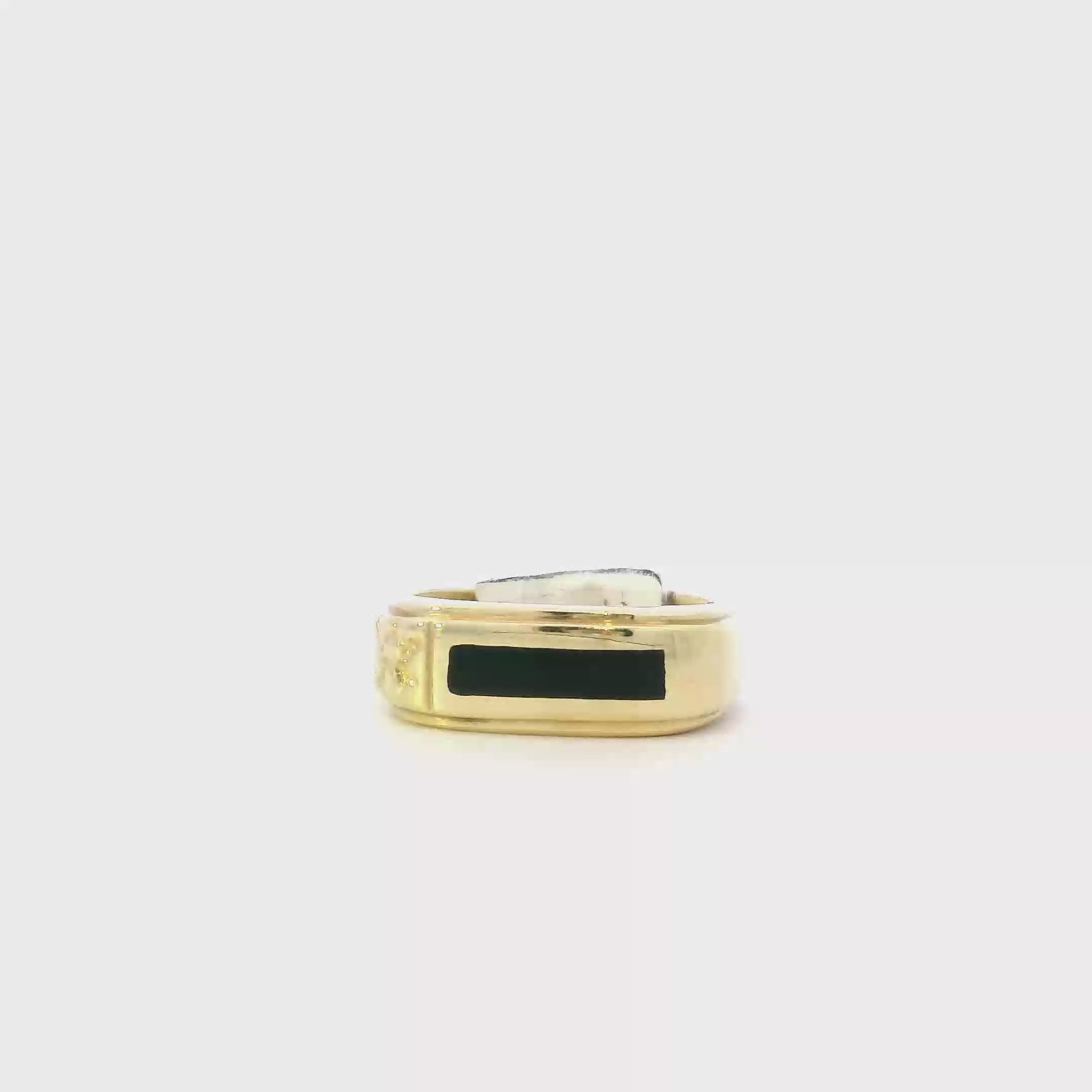 14K Yellow Gold Onyx Nugget Mens Ring