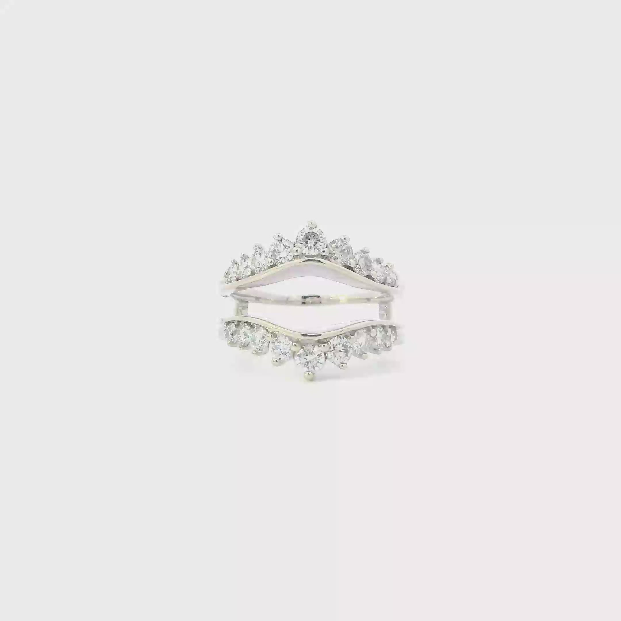 14K White Gold Diamonds Guard Womans Ring - 1.50ct