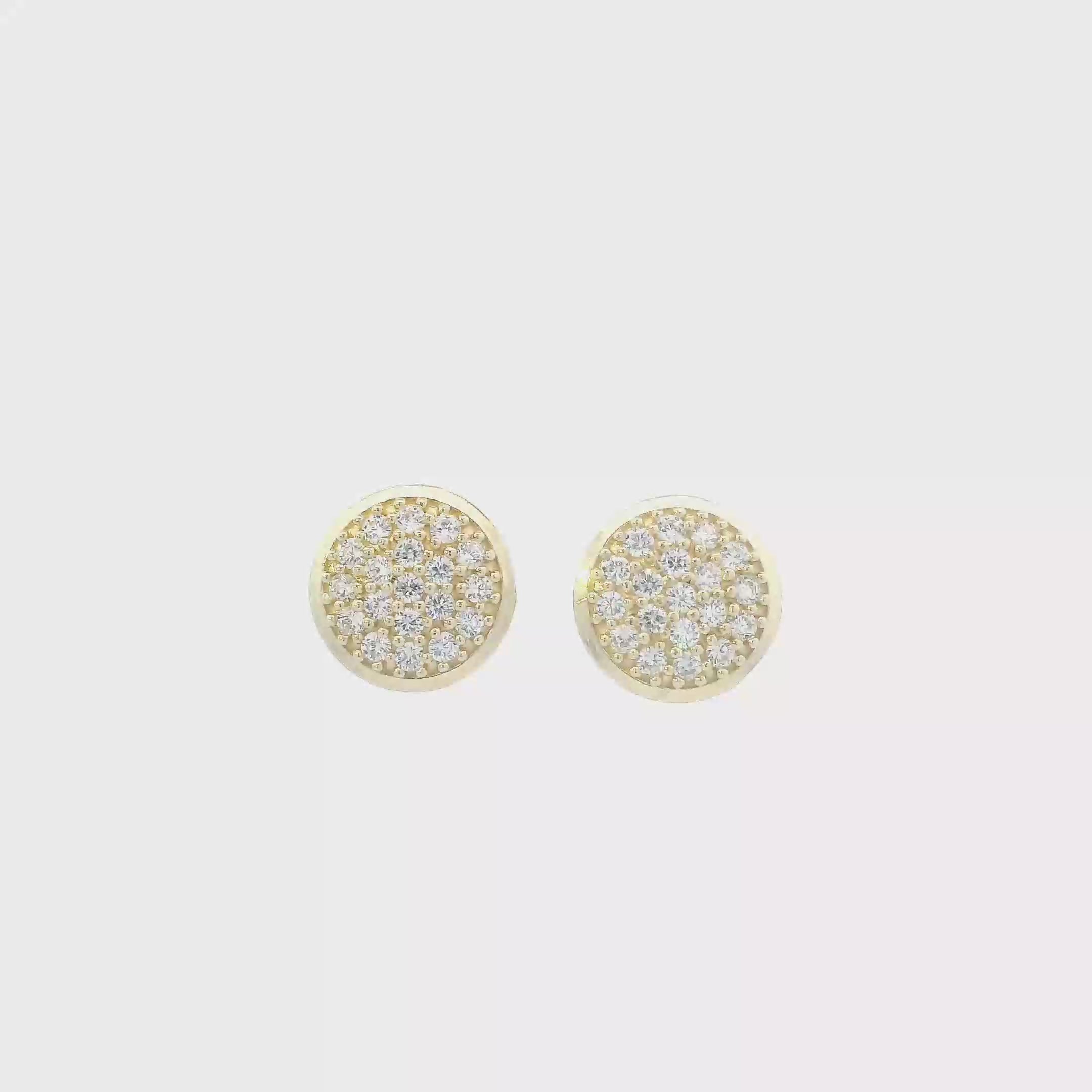 10K Yellow Gold CZ Pave Stud Earrings