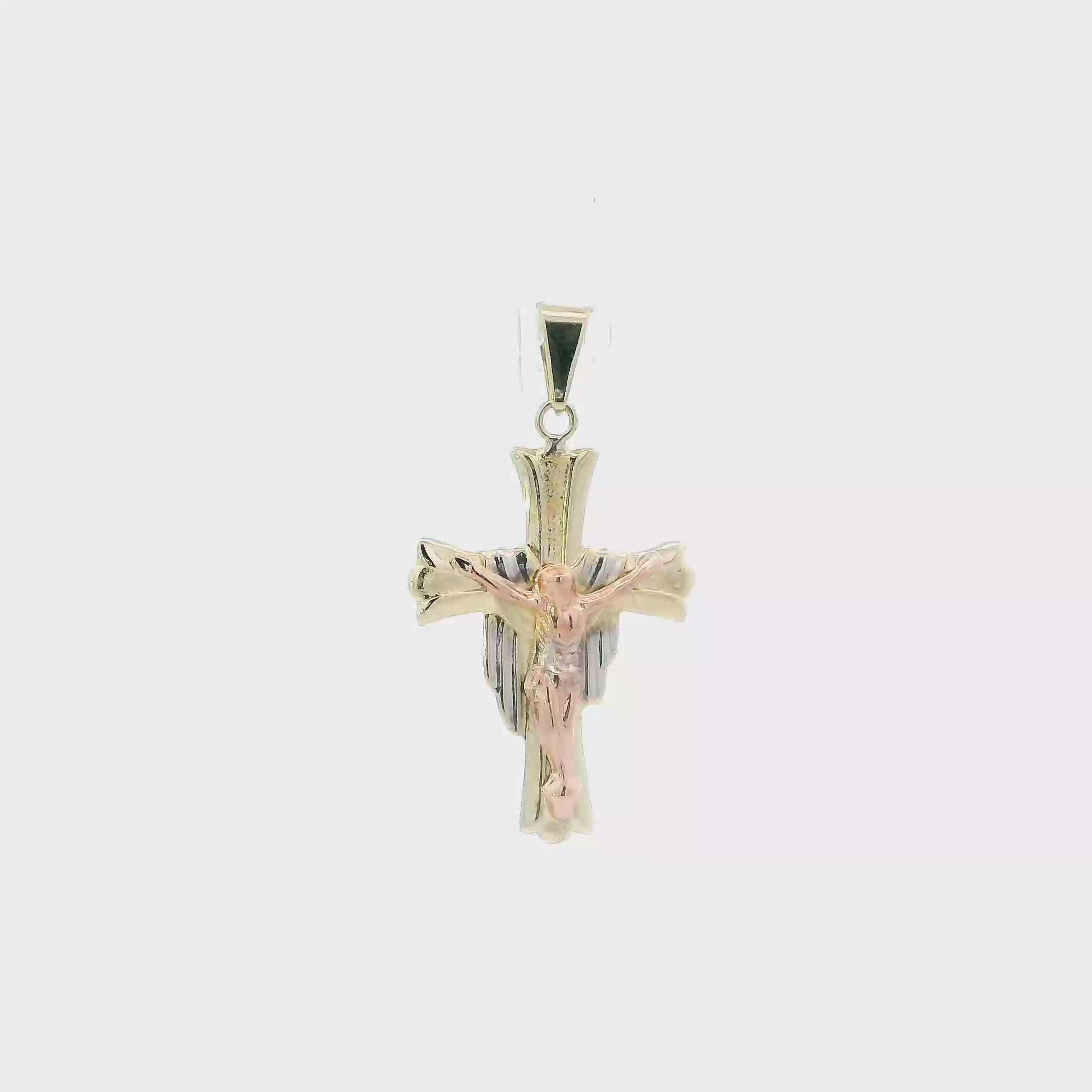 14K Tri Color Gold Crucifix Pendant
