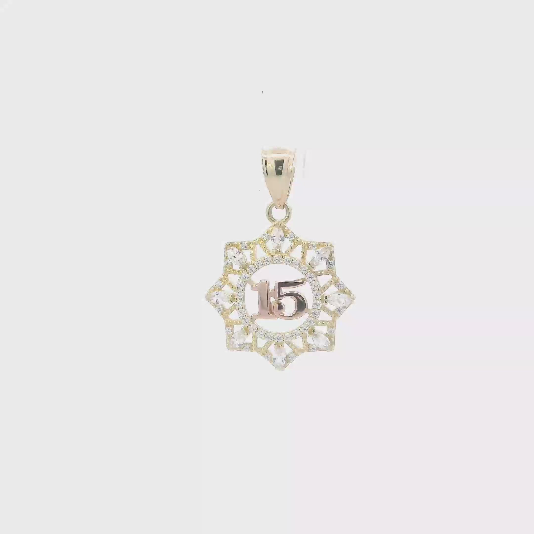 14K Tri Color Gold Cz 