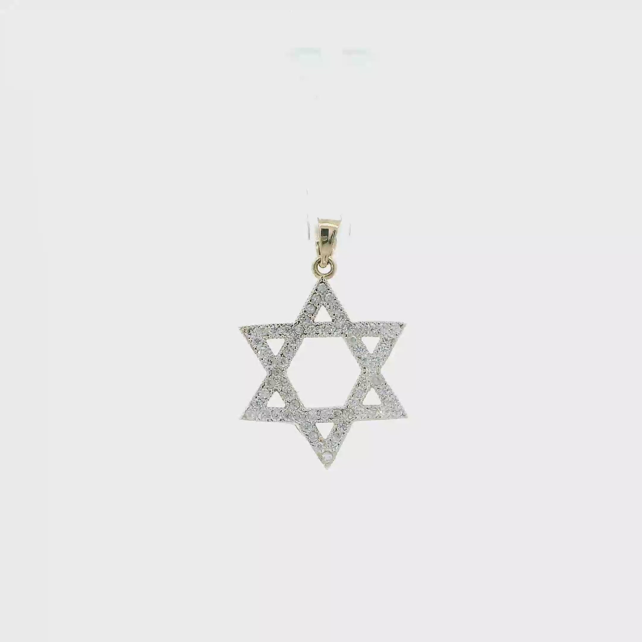 14K Yellow Gold Cz Star Of David Pendant