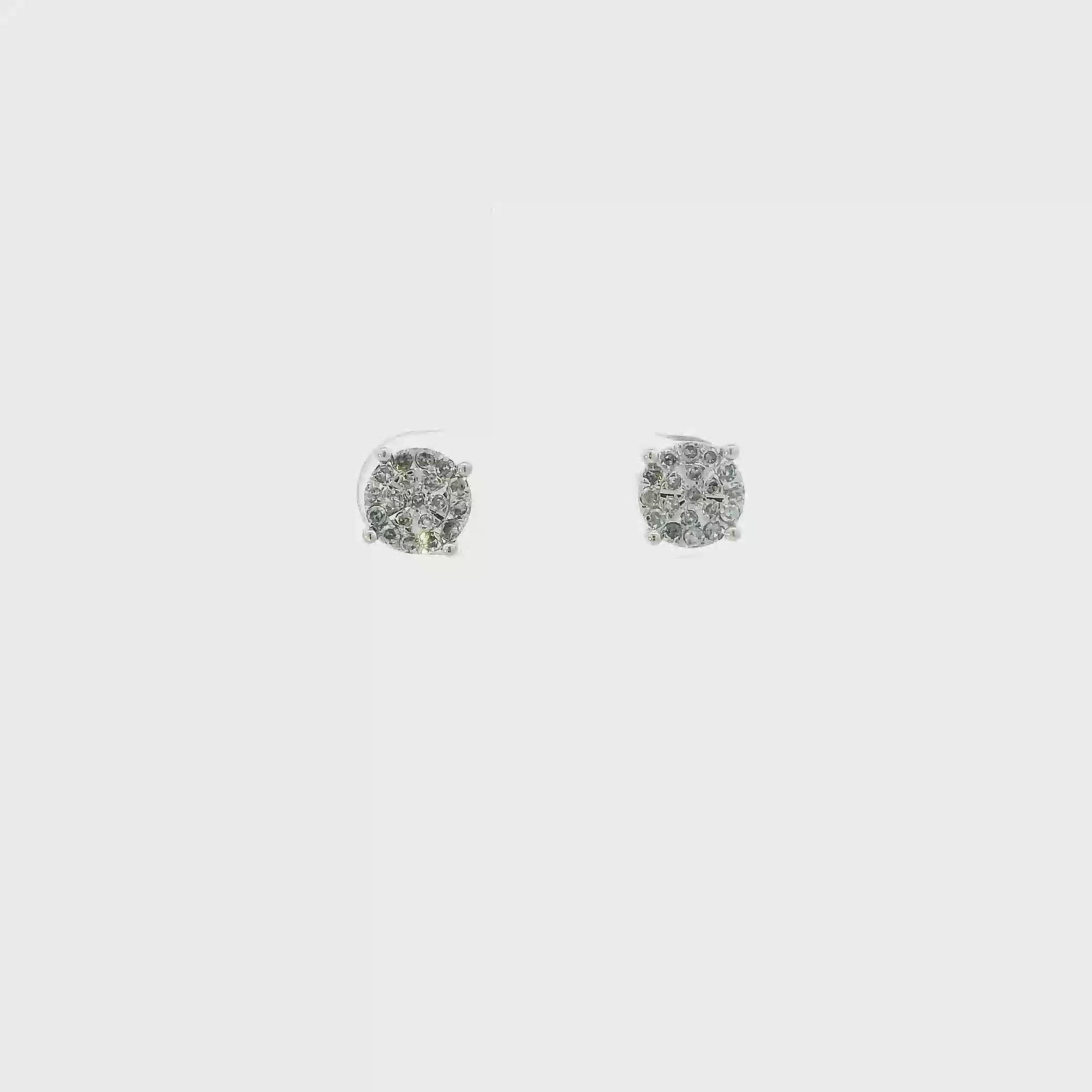 10K White Gold Round Diamond Stud Earrings