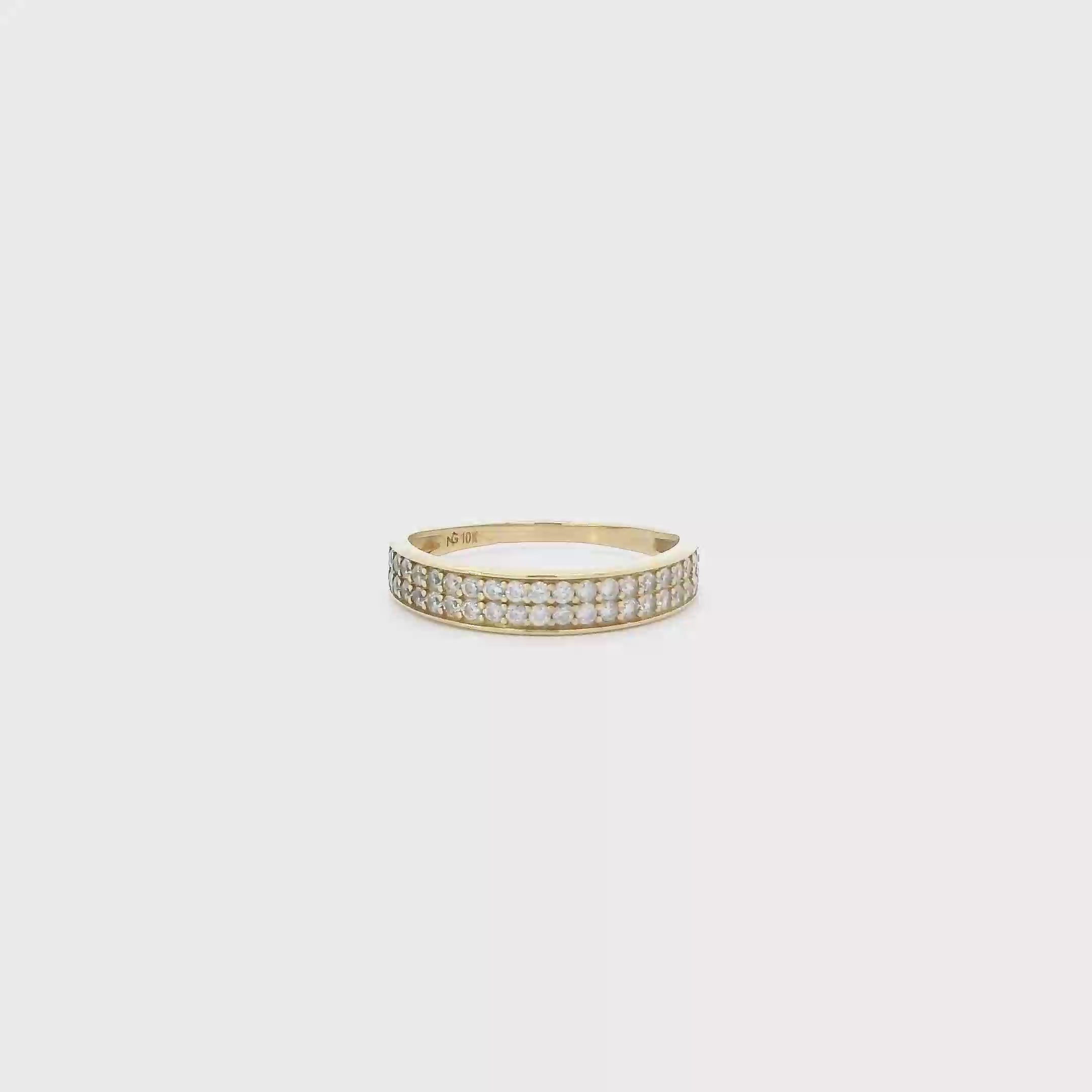 10K Yellow Gold Cz Womens Band Ring