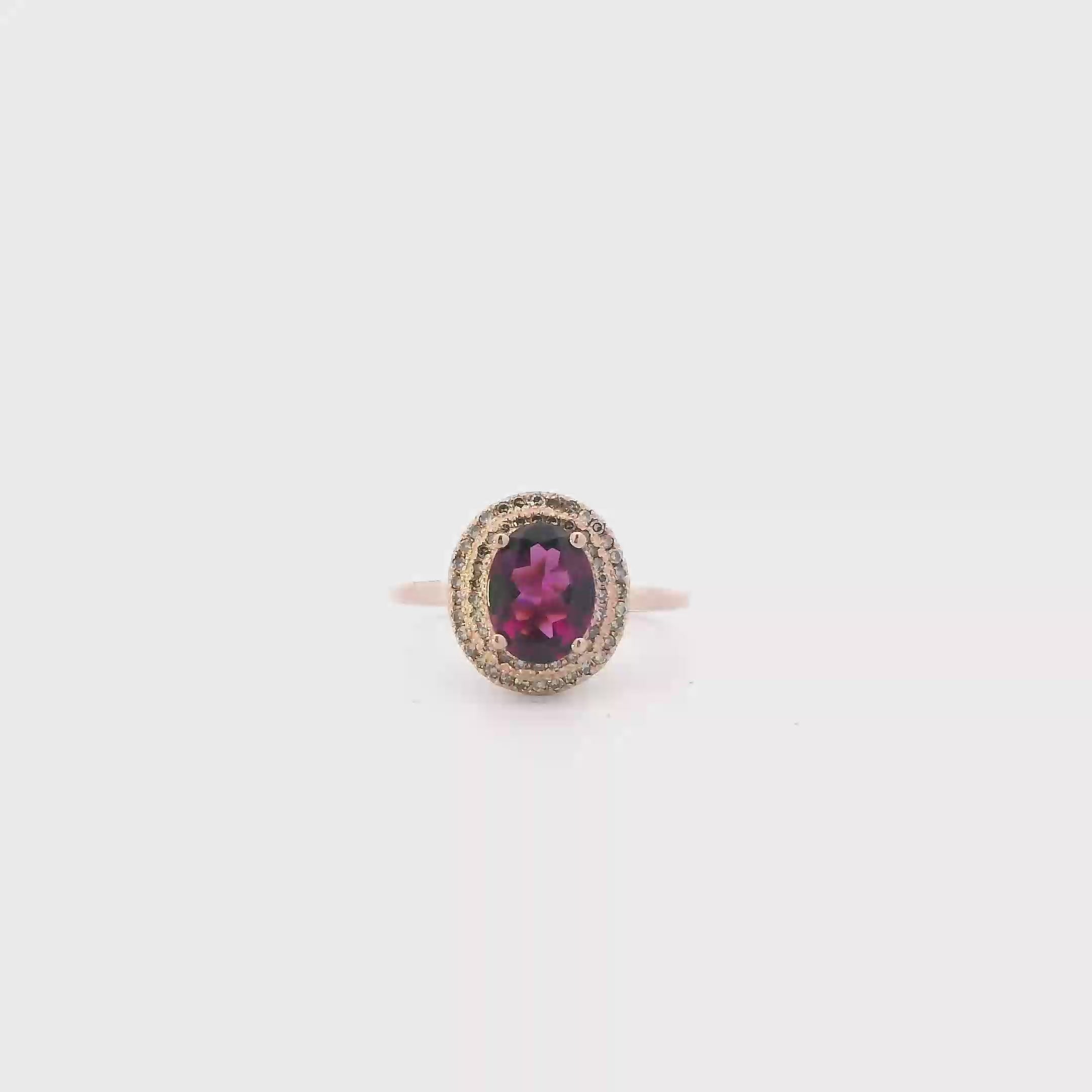 10K Rose Gold Oval Amethyst Womens Ring