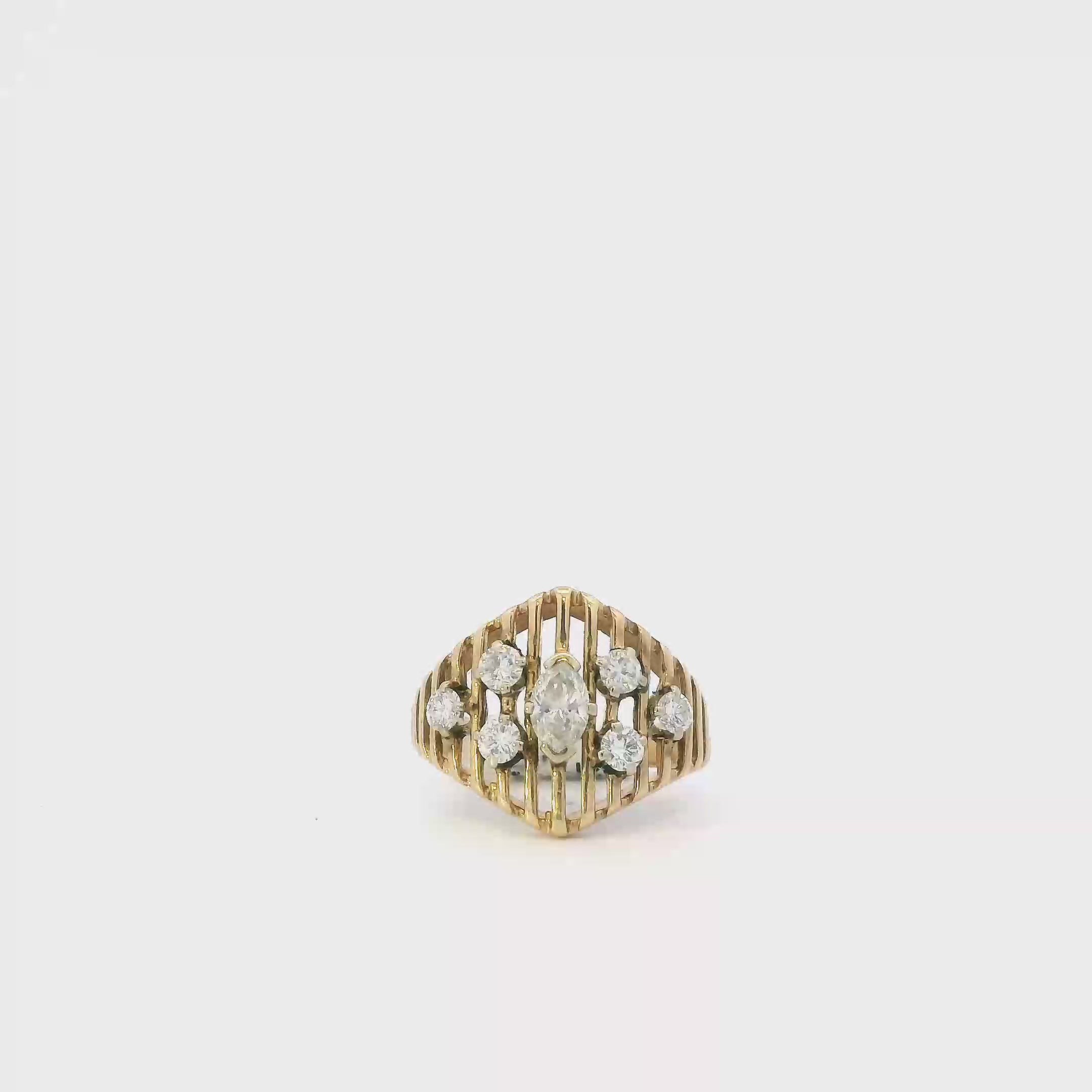 14K Yellow Gold Diamond Women's Ring -1.22ct