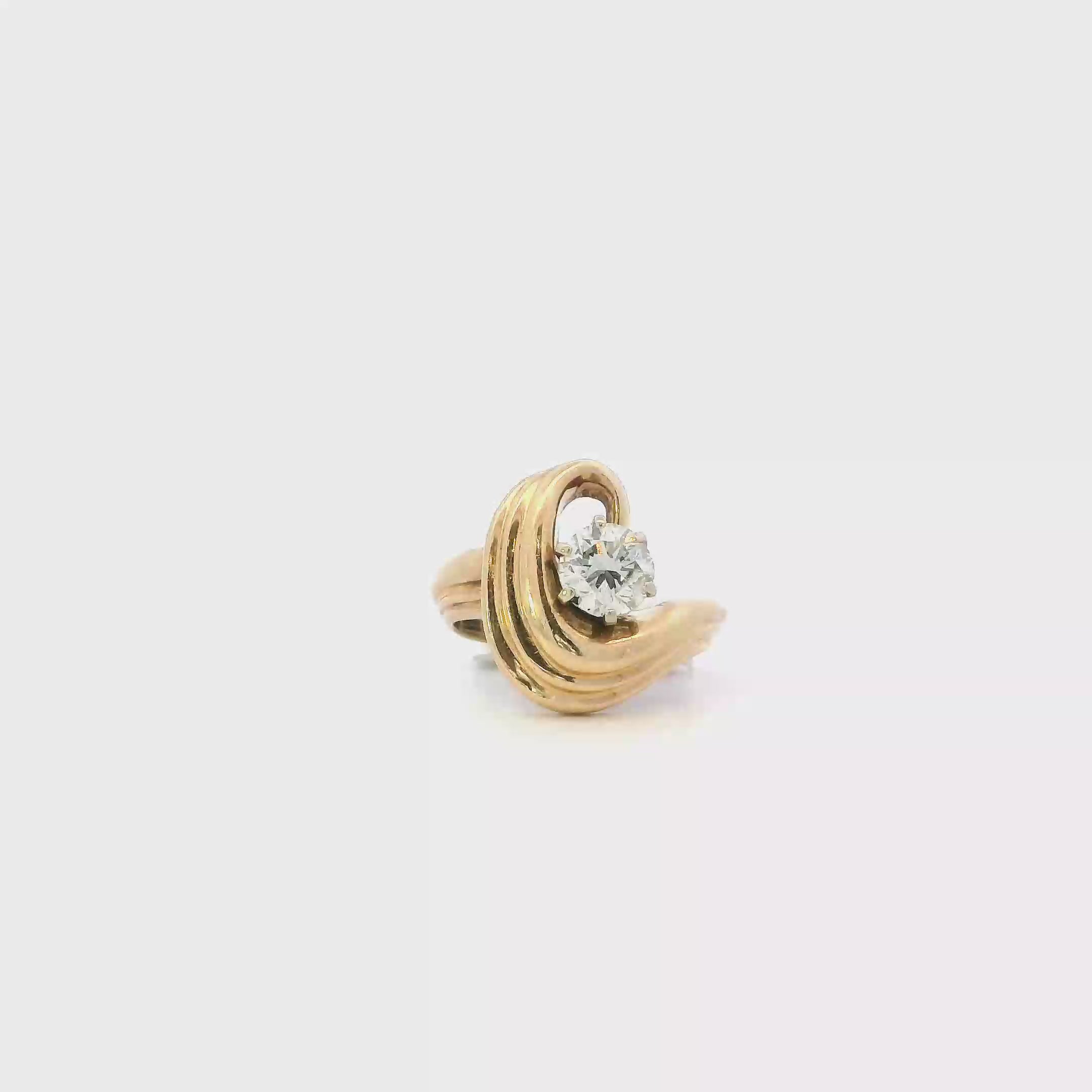14K Yellow & White Gold Diamond Women's Ring-0.64ct
