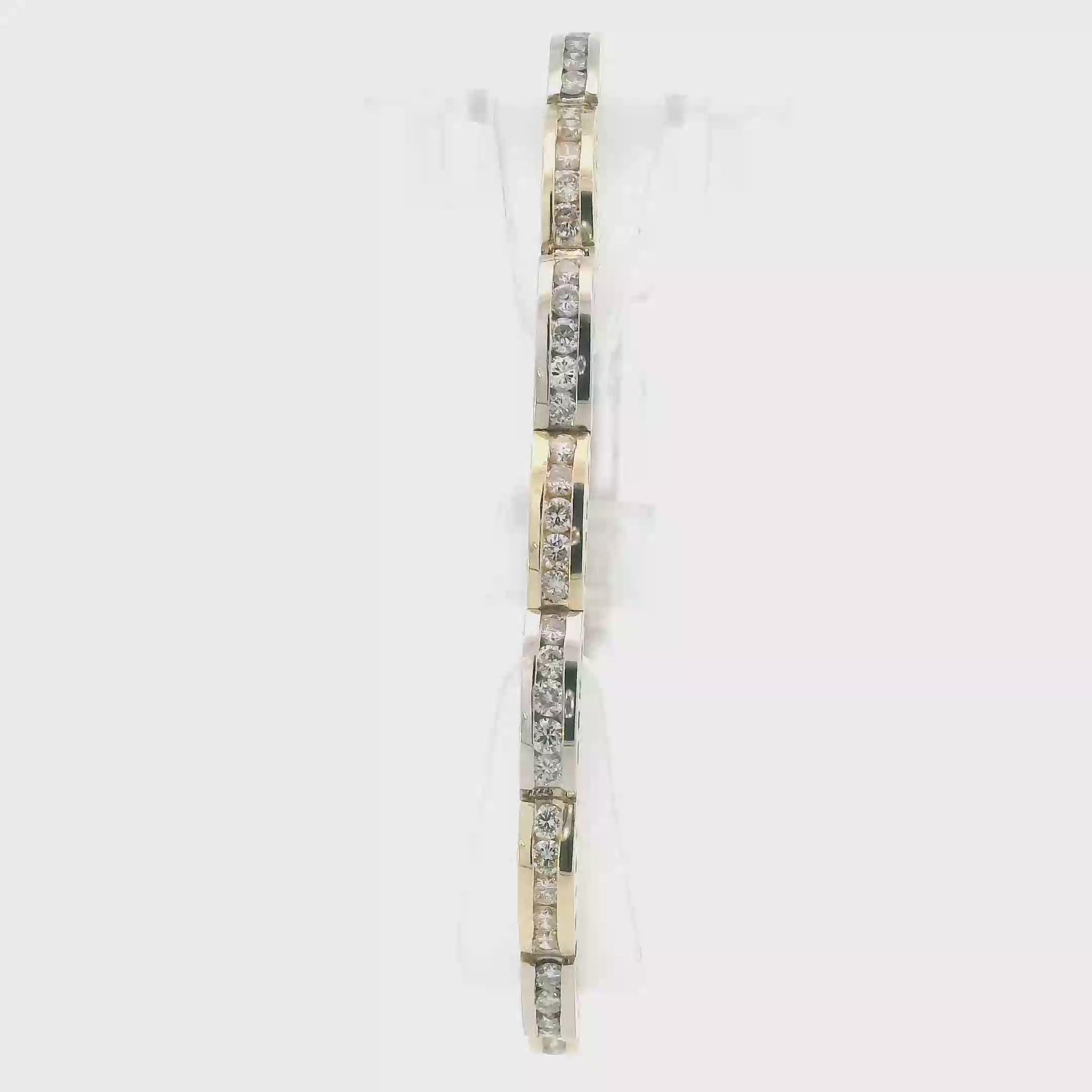 14K Yellow & White Gold Diamonds Tennis Bracelet - 3.20ct