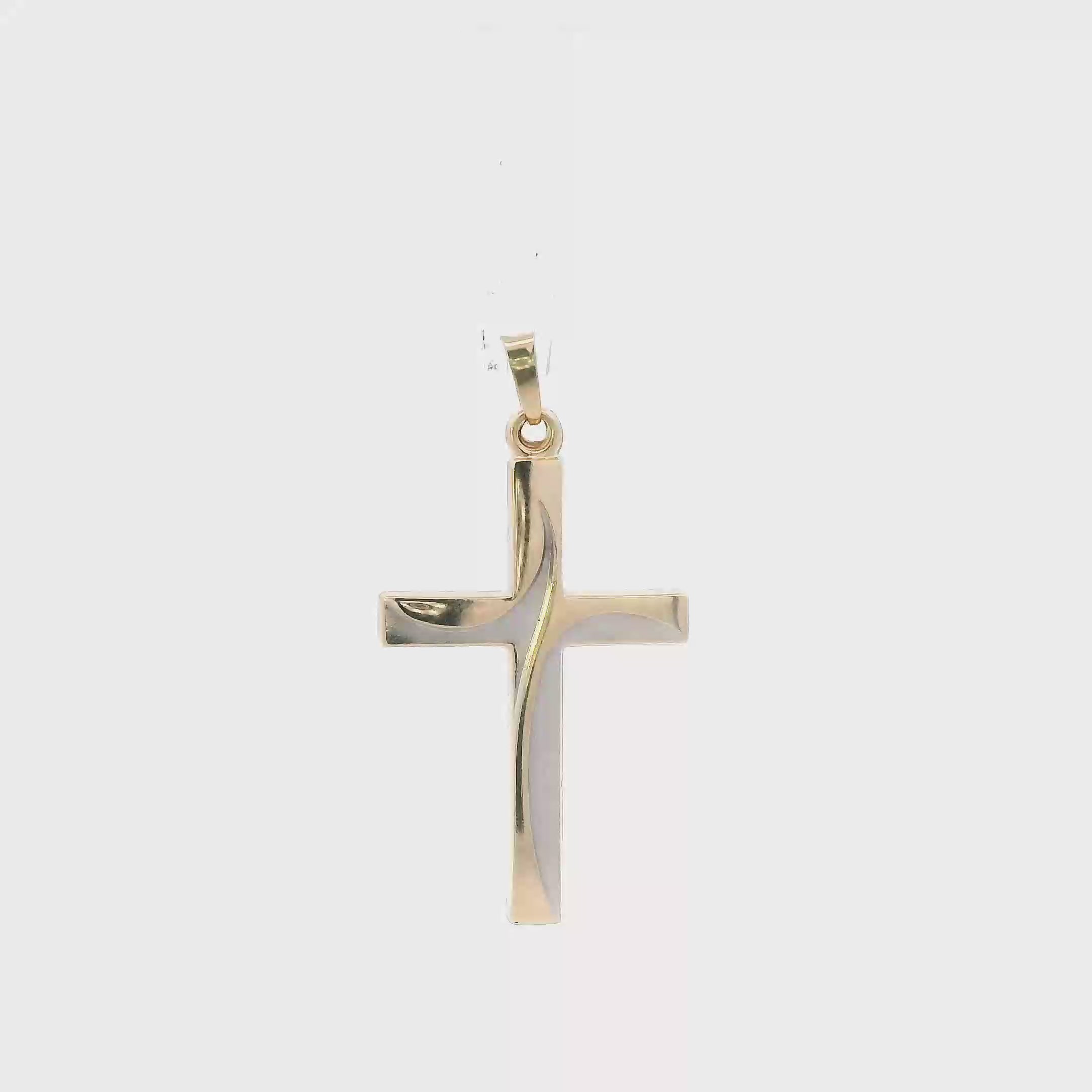 14K Yellow Gold Swirl Cross Pendant