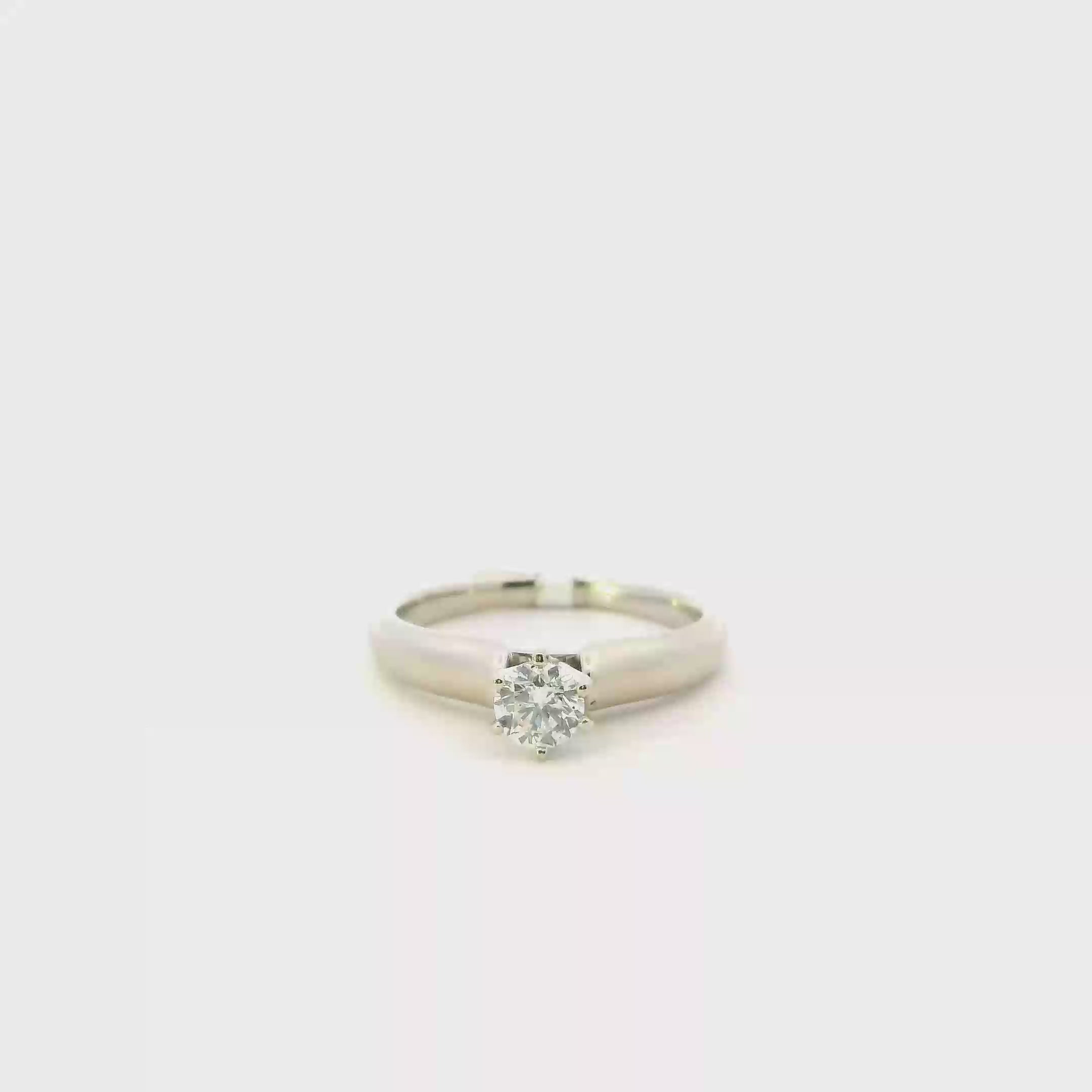 14K White Gold Solitaire Womens Ring - 0.50ct