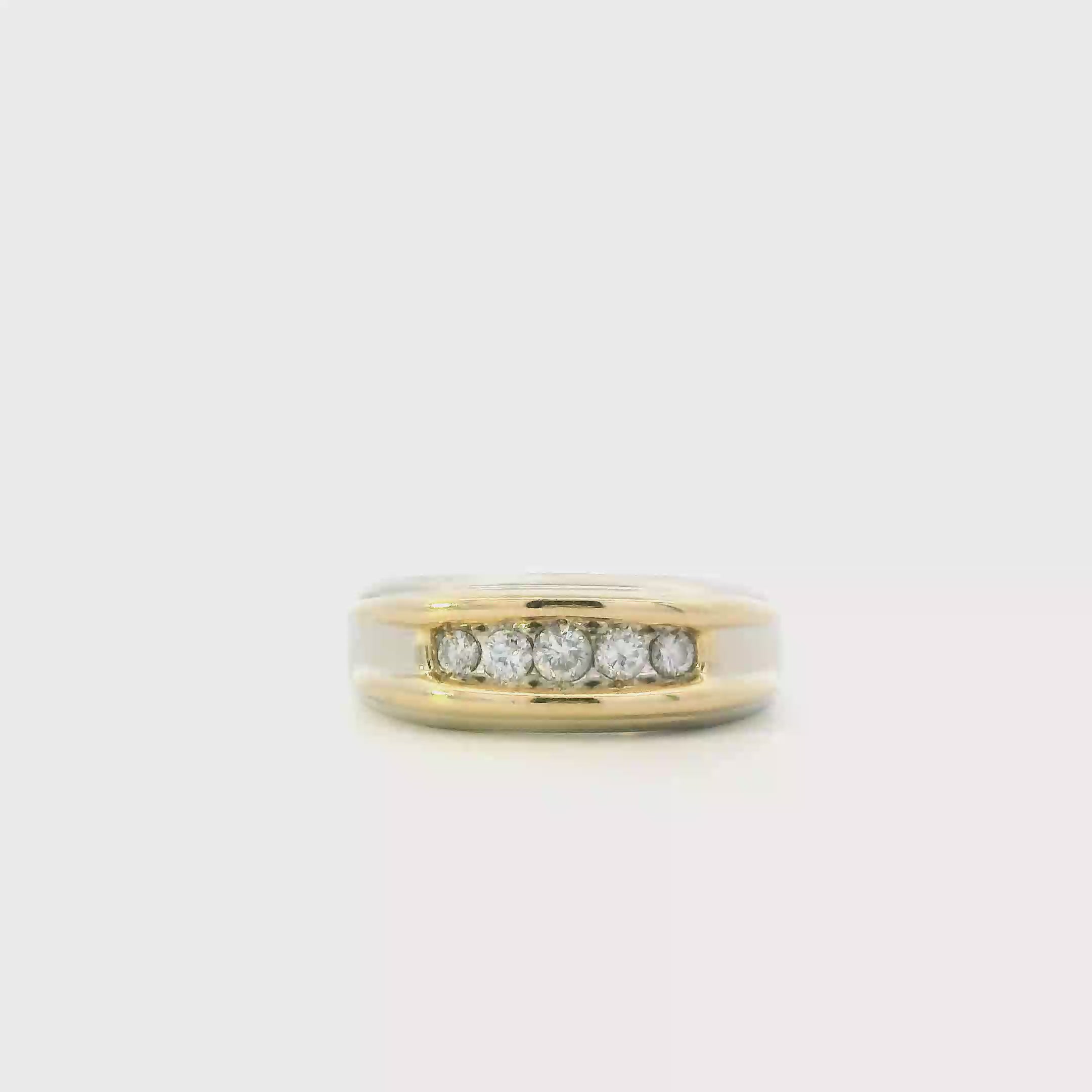 14K Yellow & White Gold Men's Diamond Ring - 0.54ct