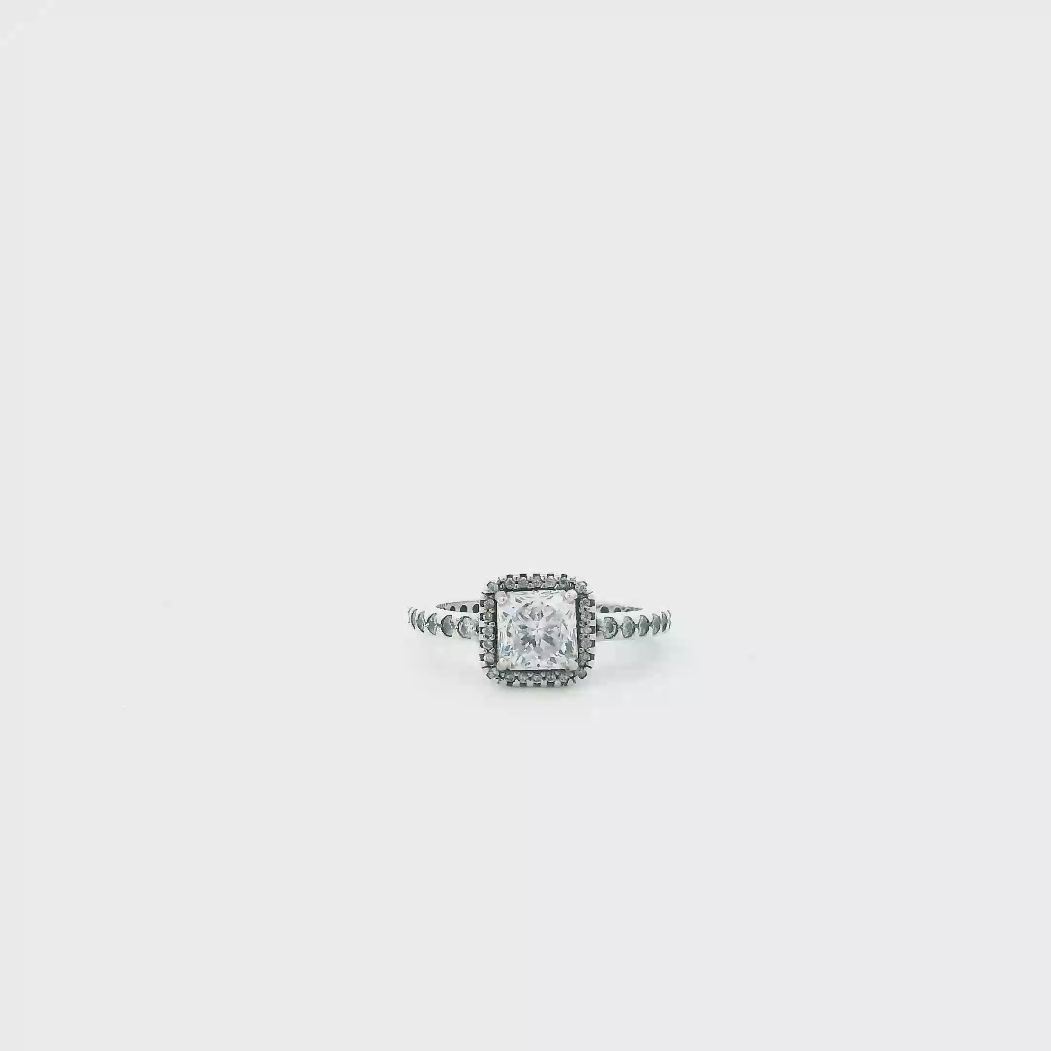 Pandora Sterling Silver Timeless Square Sparkle Halo Womens Ring