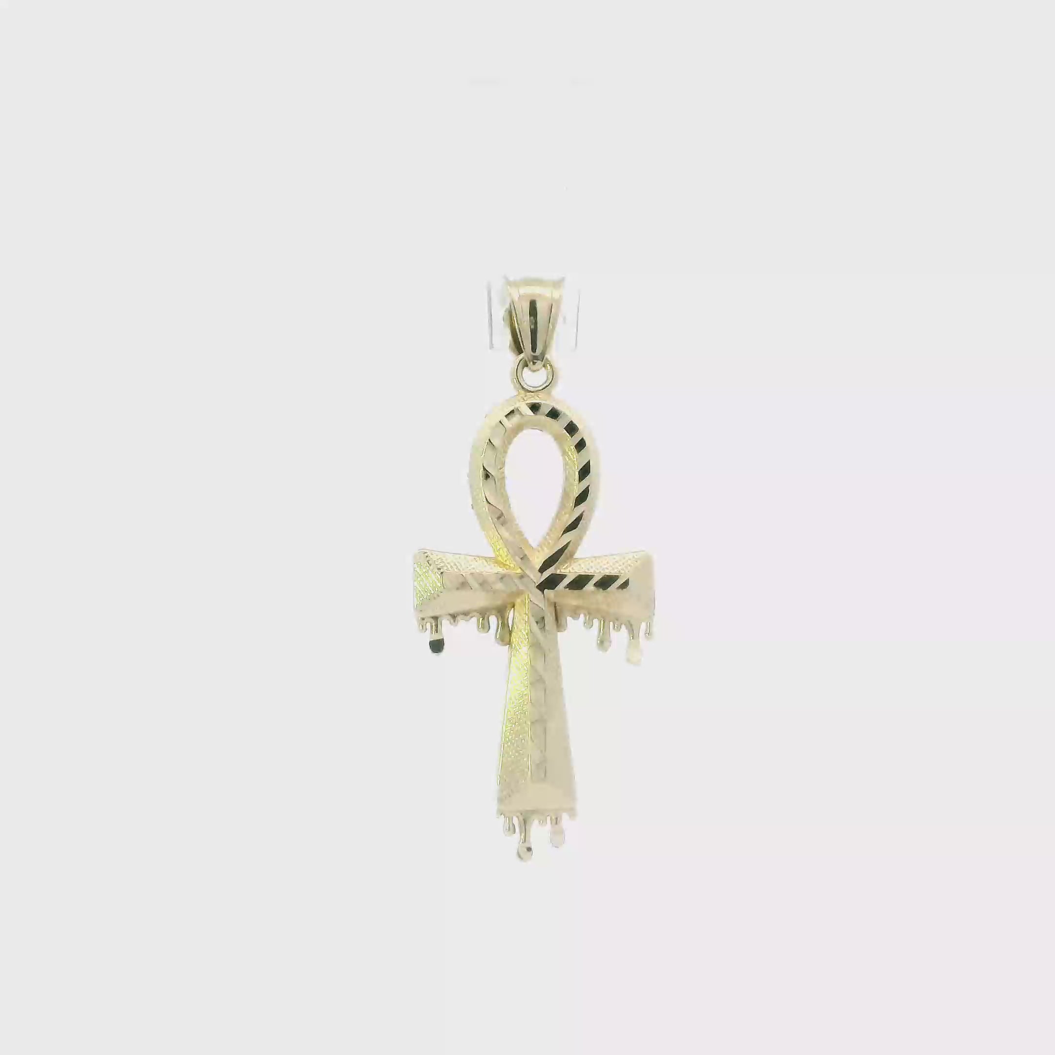 10K Yellow Gold Dripping Ankh Pendant
