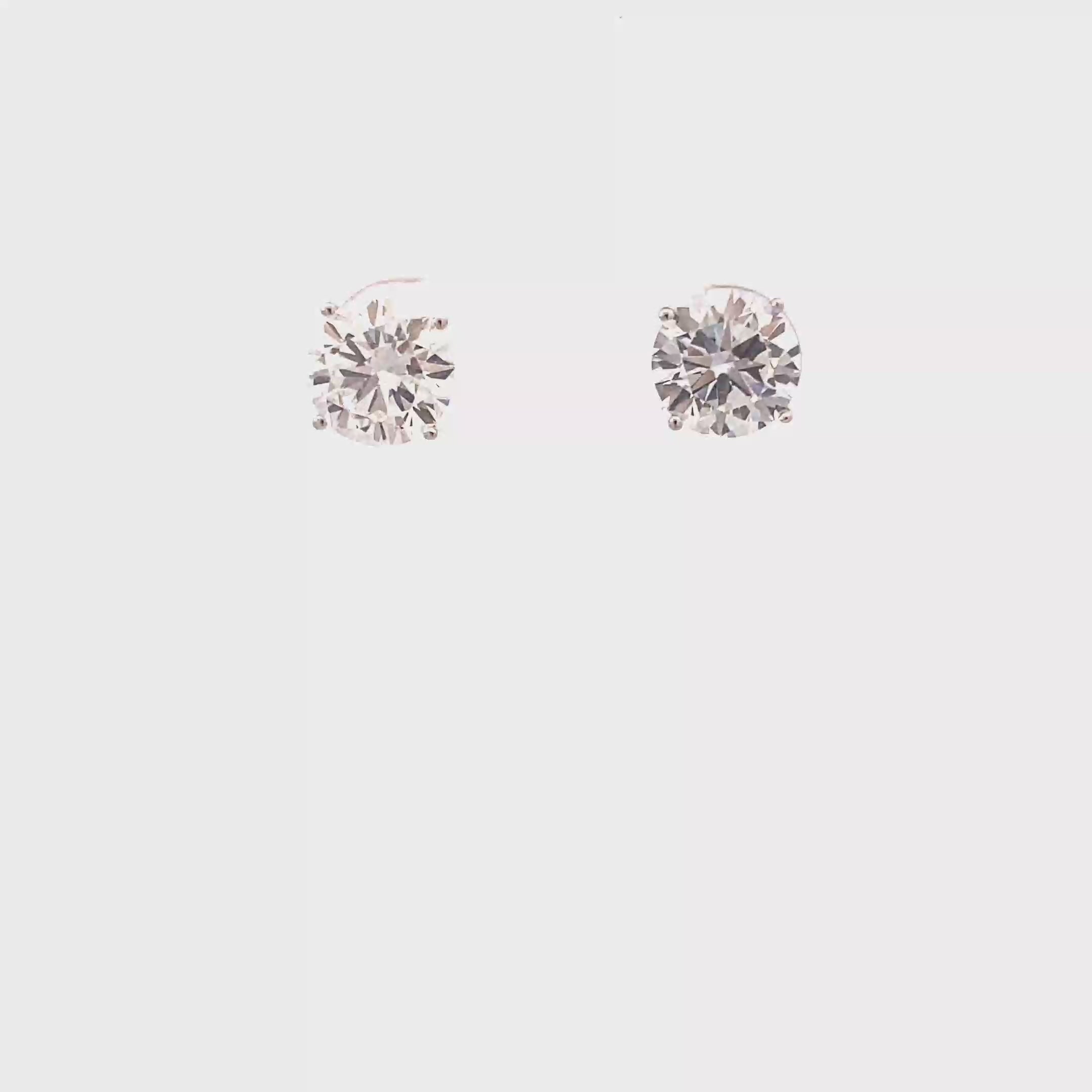 New 14K White Gold Lab Diamond Solitaire Earrings