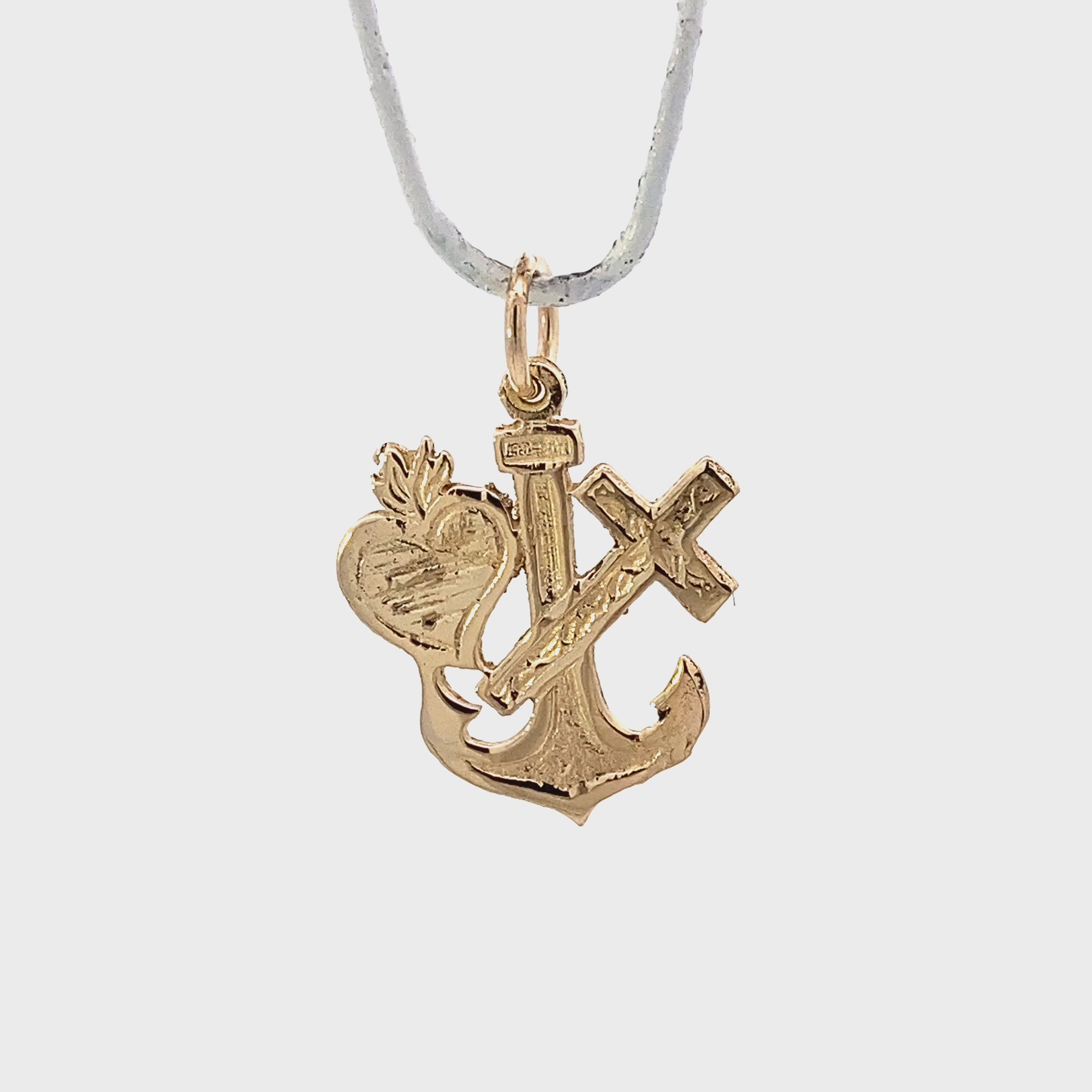 14K Yellow Gold Anchor, Cross & Heart Pendant