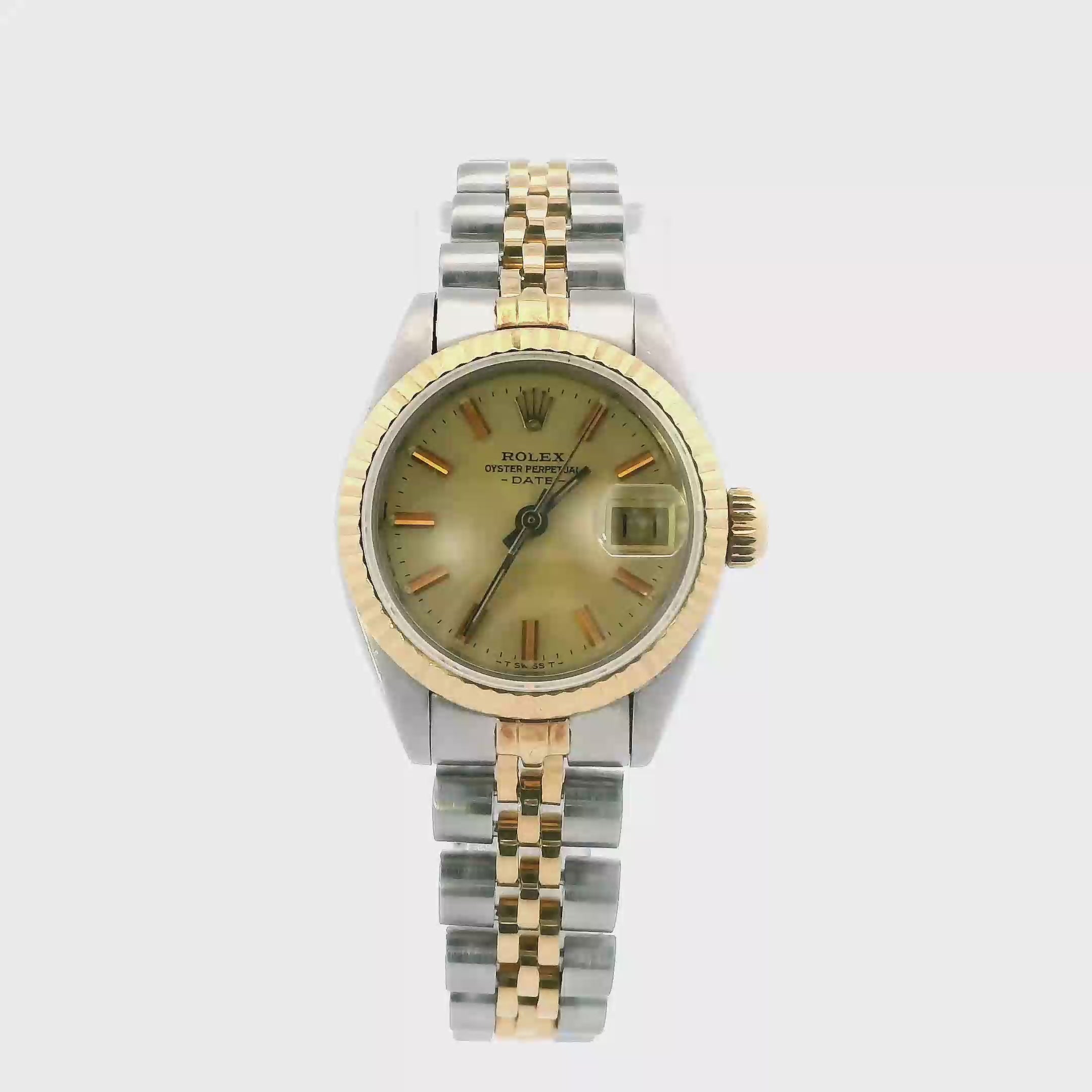 Rolex Oyster Perpetual Datejust Two Tone Jubilee Champagne Dial Ladies Wristwatch - 5932403